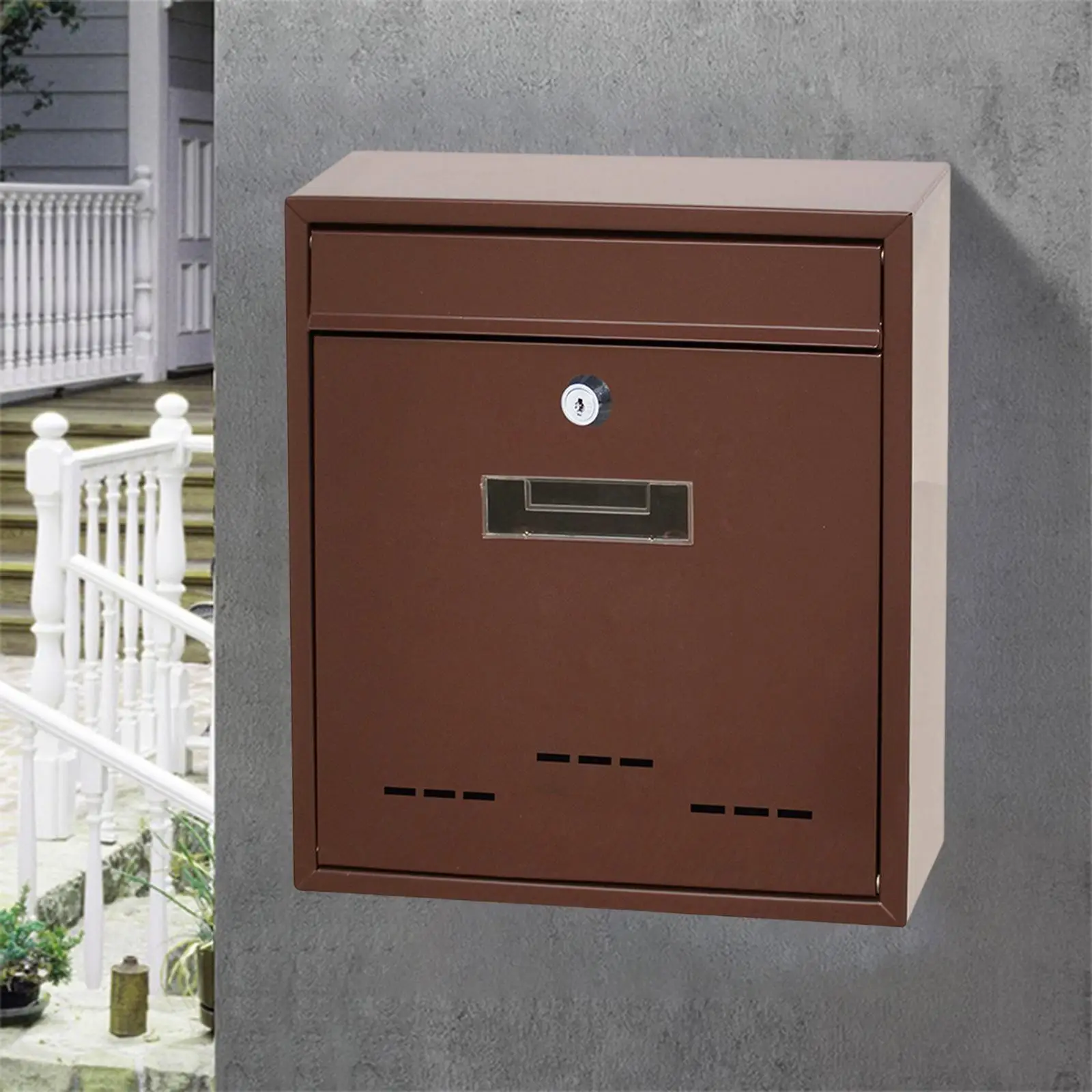 Retro Style Wall Mount Mailbox Lockable Iron Rainproof Mail Box Letter Box Postbox for Gate External door Office