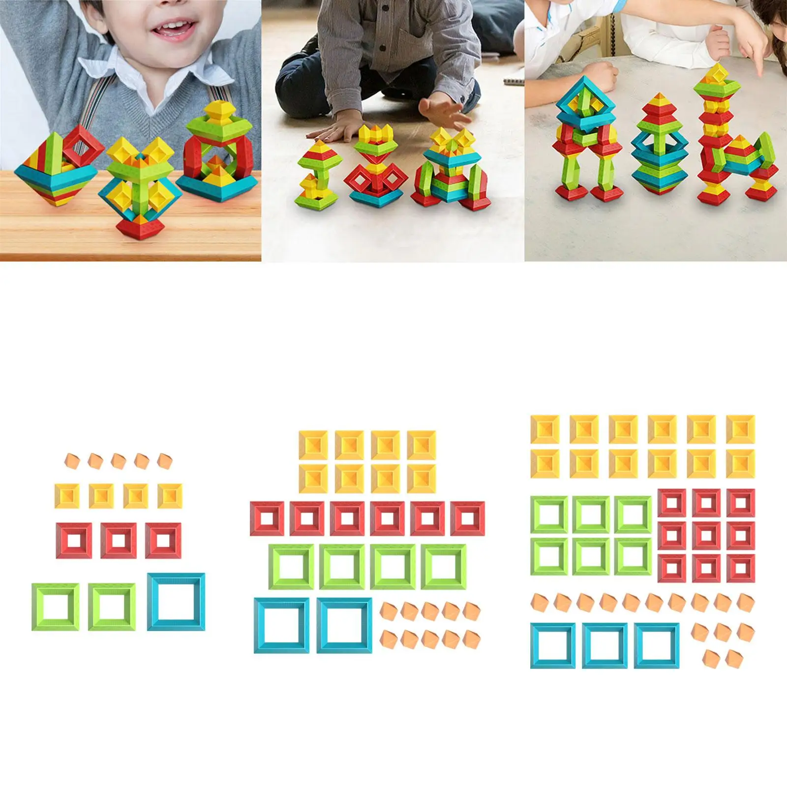 3D Pyramid Building Blocks, Geometric Stacking Toys for Kids, Creative Early Childhood STEM Educational Toys for Preschool