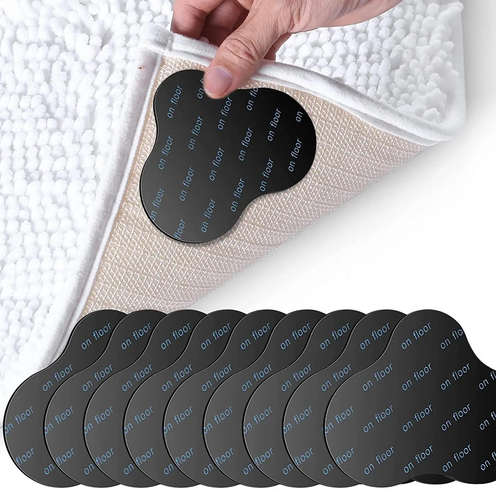 10 Pieces Non Slip Grippers for Rug Washable Carpet Gripper for Tile Floors