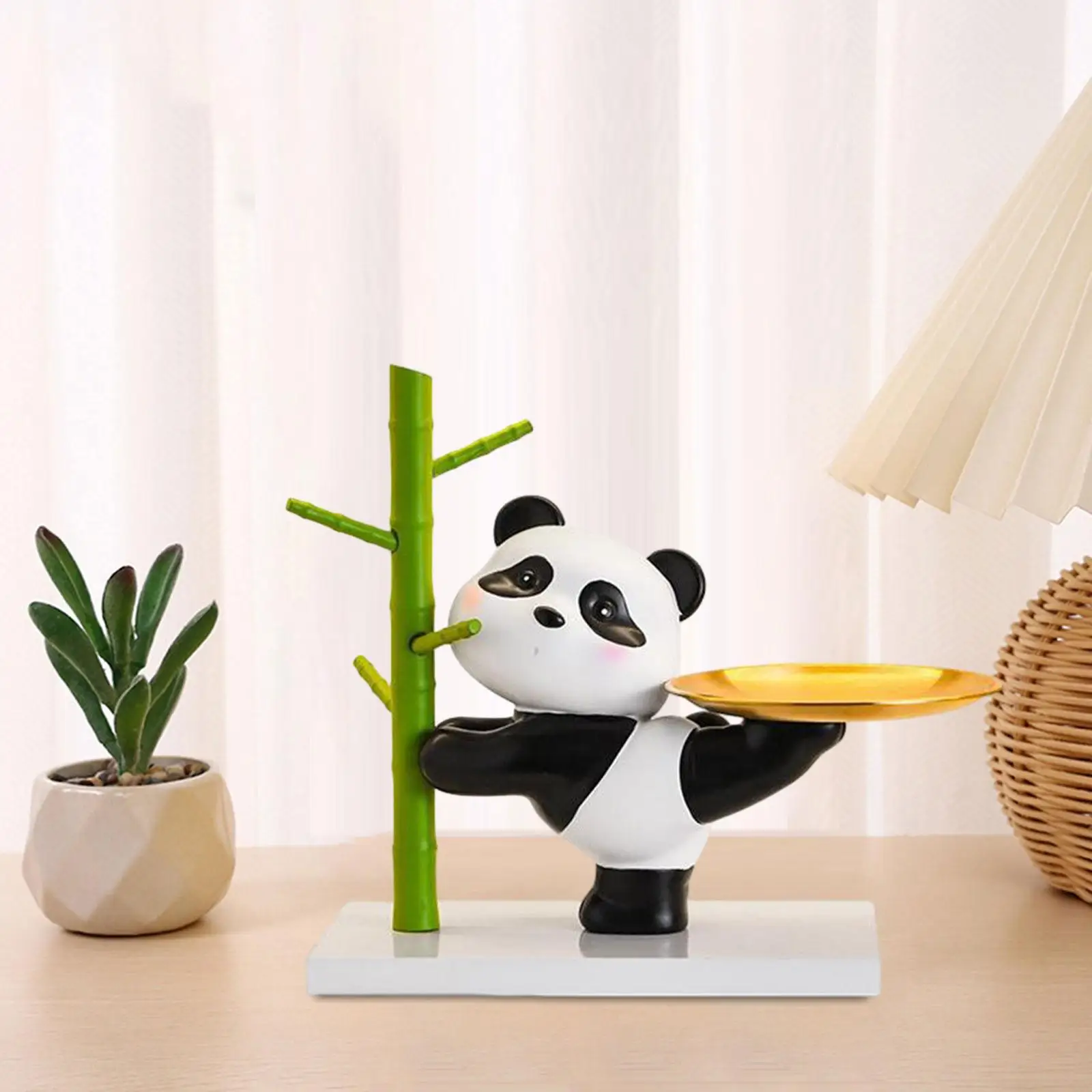 Panda Figurine Desk Storage Tray Collection Modern Resin Desktop Ornament for Bedroom Dining Table Office Living Room Home Decor