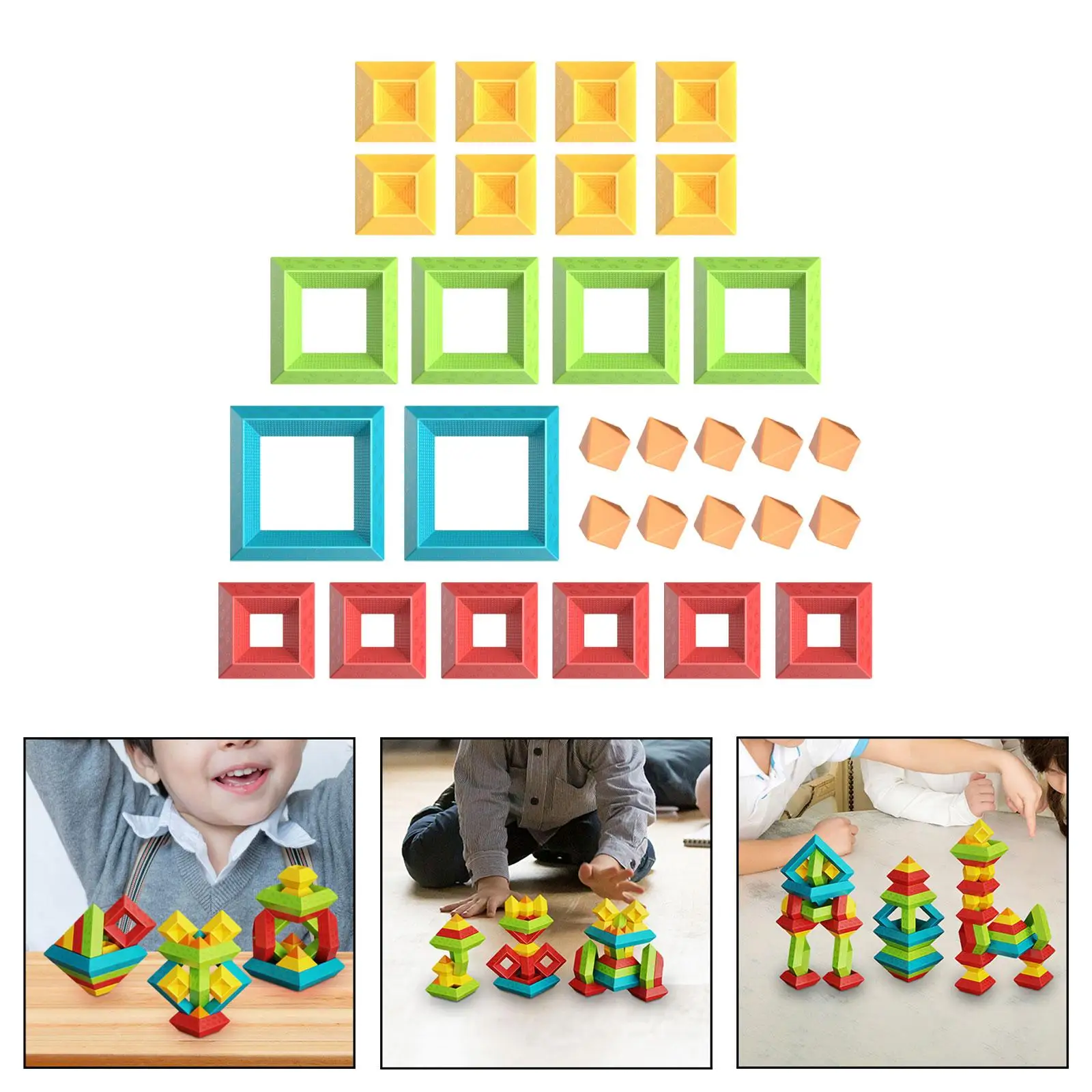 Building Blocks Educational Toys Preschool Stem Geometric Stacking Toy for Children Kids 1 2 3 4 5 Year Old Boys Girls Toddlers