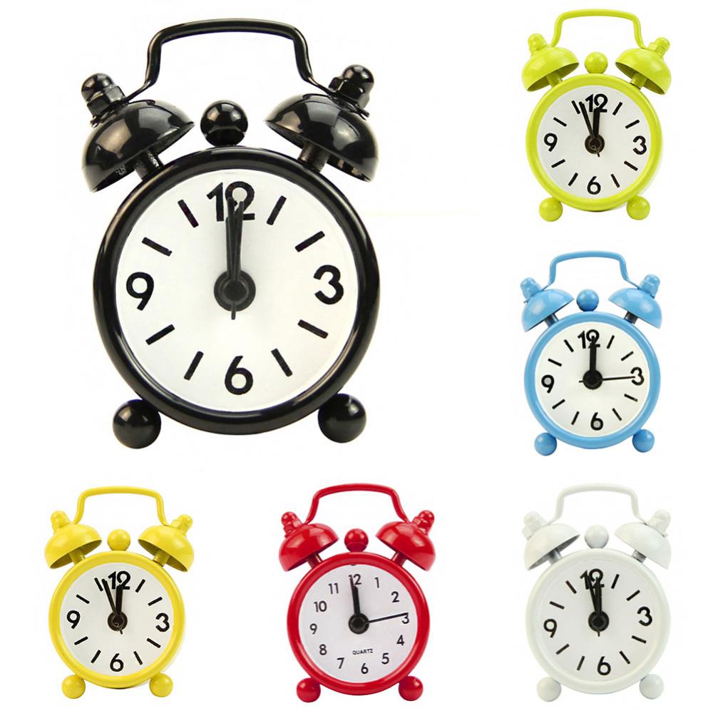 Description Picture 4 of itemPortable Mini Alarm Clock Retro Round Number Clock Double Bell Desk Table Clock Durable Digital Quartz Clock Home Decoration