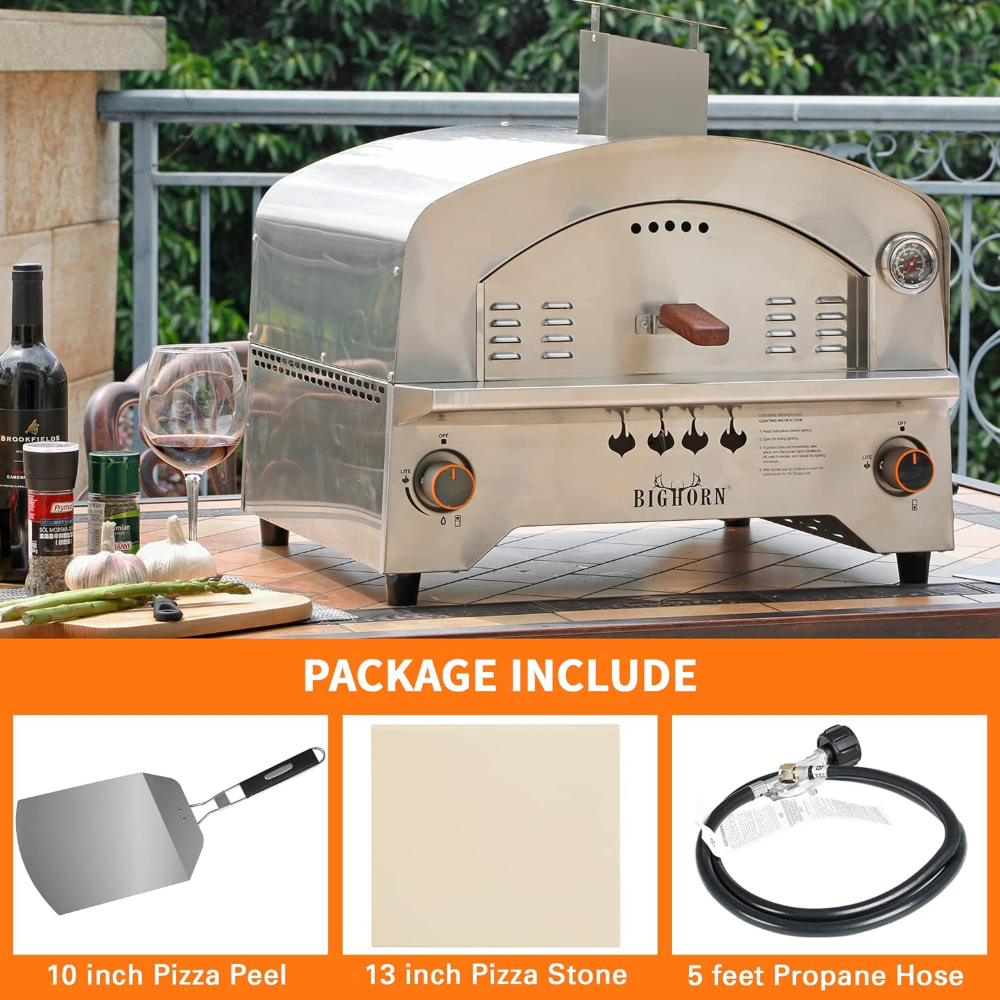 Title 5, BIG HORN OUTDOORS Gas Pizza Oven, Portable Prop...