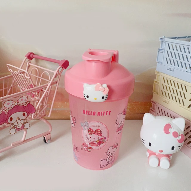 Hello Kitty Shaker Cup Water Cup Cute Cartoon 400ml Women Girl Anti-drop  Protein Powder Stirring Ball Straight Drink Cupp Gift - AliExpress