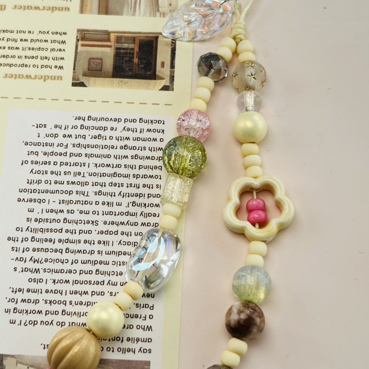 Y2K Frühling Perlen Seil Für Telefon Charme Strap Schlüsselbund Armband Nette Blätter Blume Anhänger Landyard Mädchen Frauen Schmuck Geschenke – Detail 4