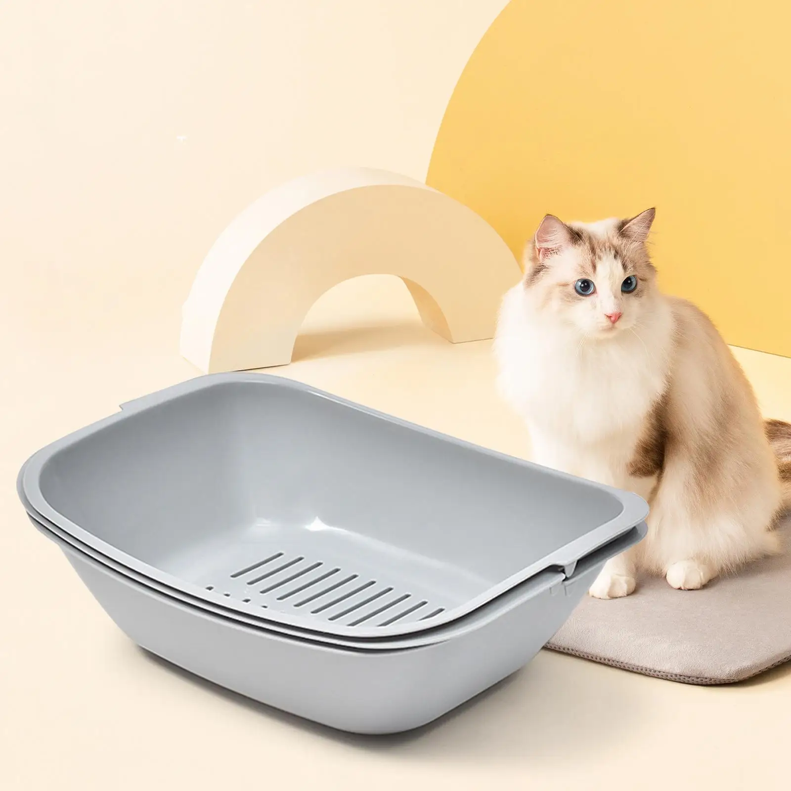 Open Top Cats Litter Box Easy to Clean Durable for Indoor Cats Anti Splashing Large Capacity Supplies Cat Litter Container