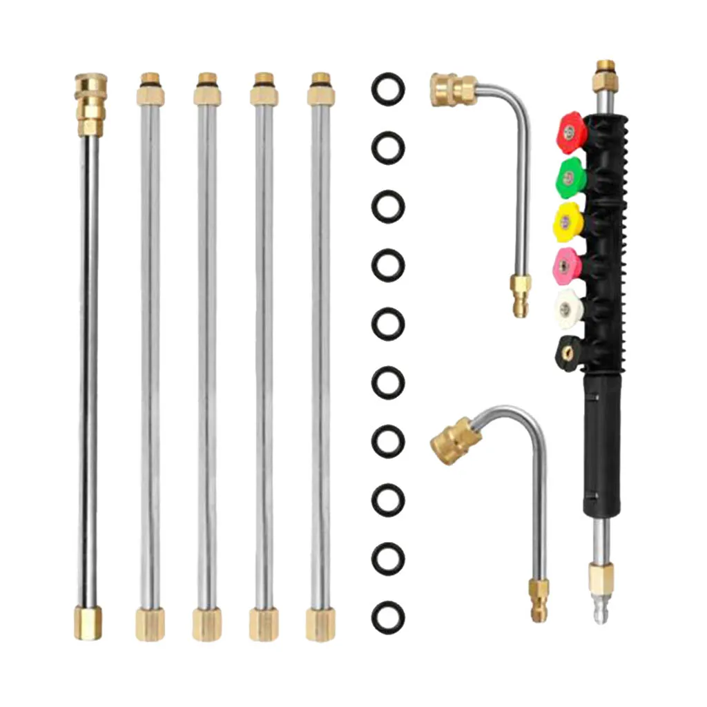 1/4inch Pressure Washer Extension  Set 6 Nozzle Tips U And 90 Deg Curved Rod