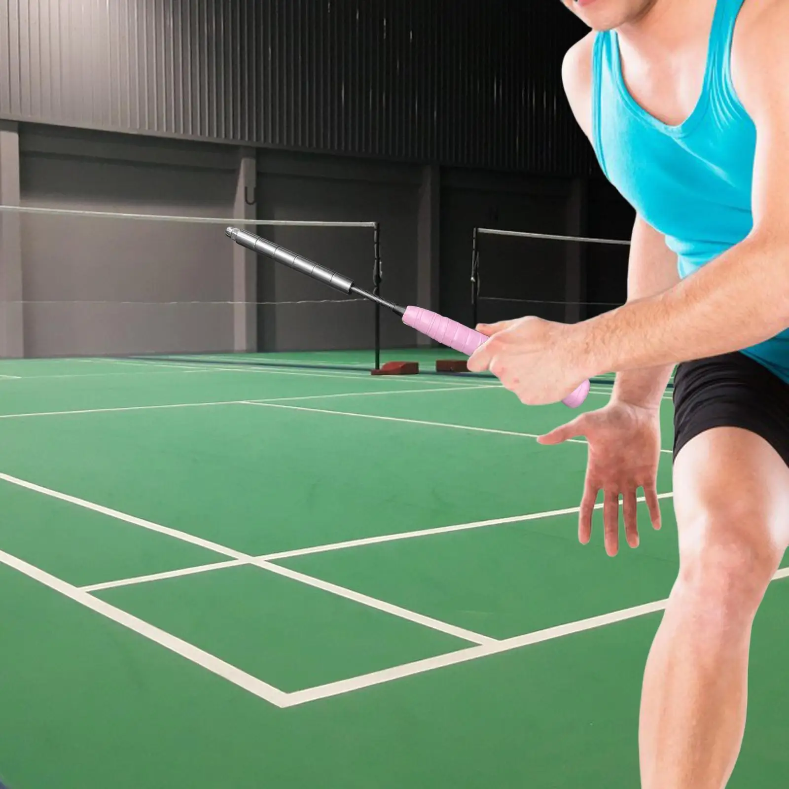 Badminton Racket Swing Trainer Supplies Training Device Pole Badminton Training Racket for Speed Impact Swing Adults