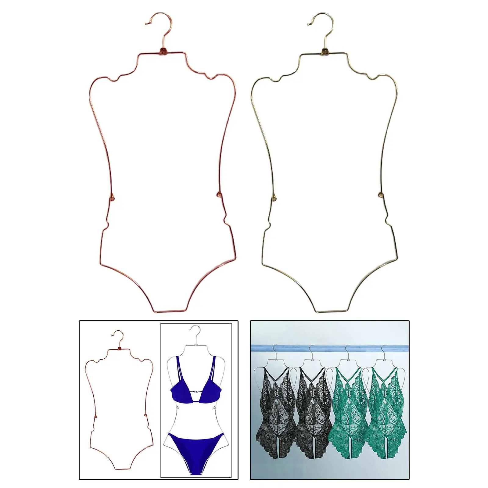 Swimsuit Hanger Portable Top Swivel Hook Closet Organizer Bikini Display Hanger Lingerie Hanging Rack for Closet Stores Bedroom