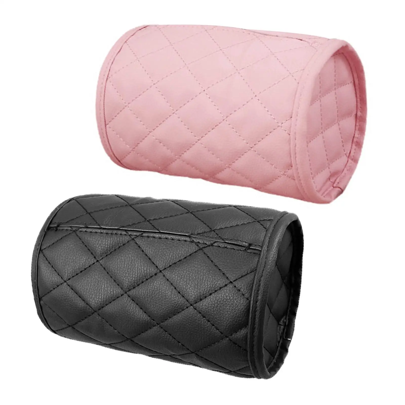 Leather Car Tissue Box Cylindrical Multi-Use Case for Car Armrest Boxes