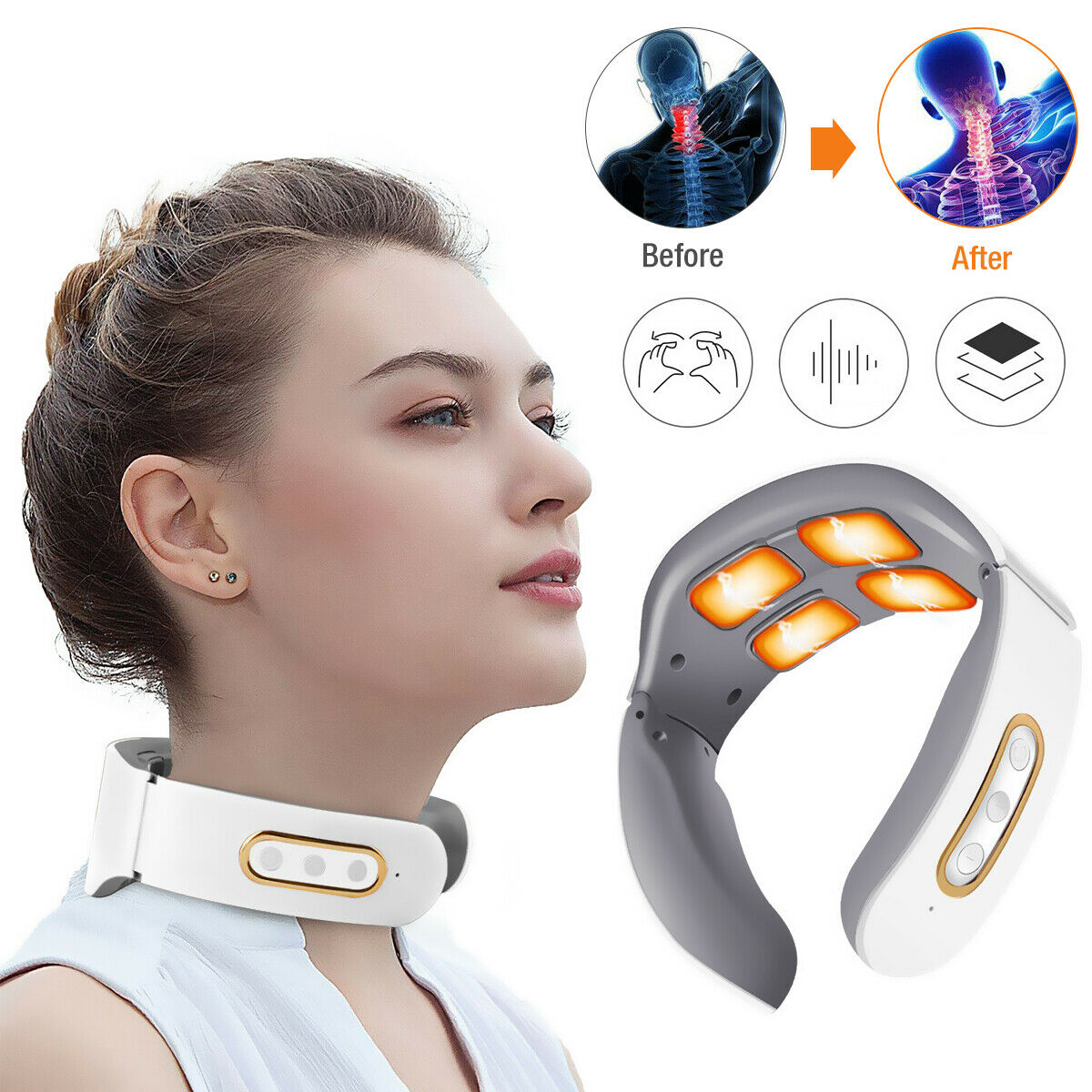 Best of Electric Neck Shoulder Pulse Massager Kneading 4 Head TENS Magnetic Pulse Heating Cervical Vertebra Relax Pain Relief Massage Reviews & Tips