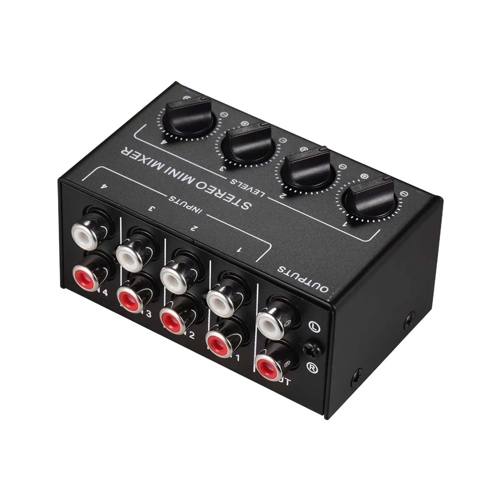 Mini Audio Mixer 4 Channel Small Mixer Stereo Dispenser for Tablet Mobile Phone Studio Stage Live and Studio Mixing Instrument