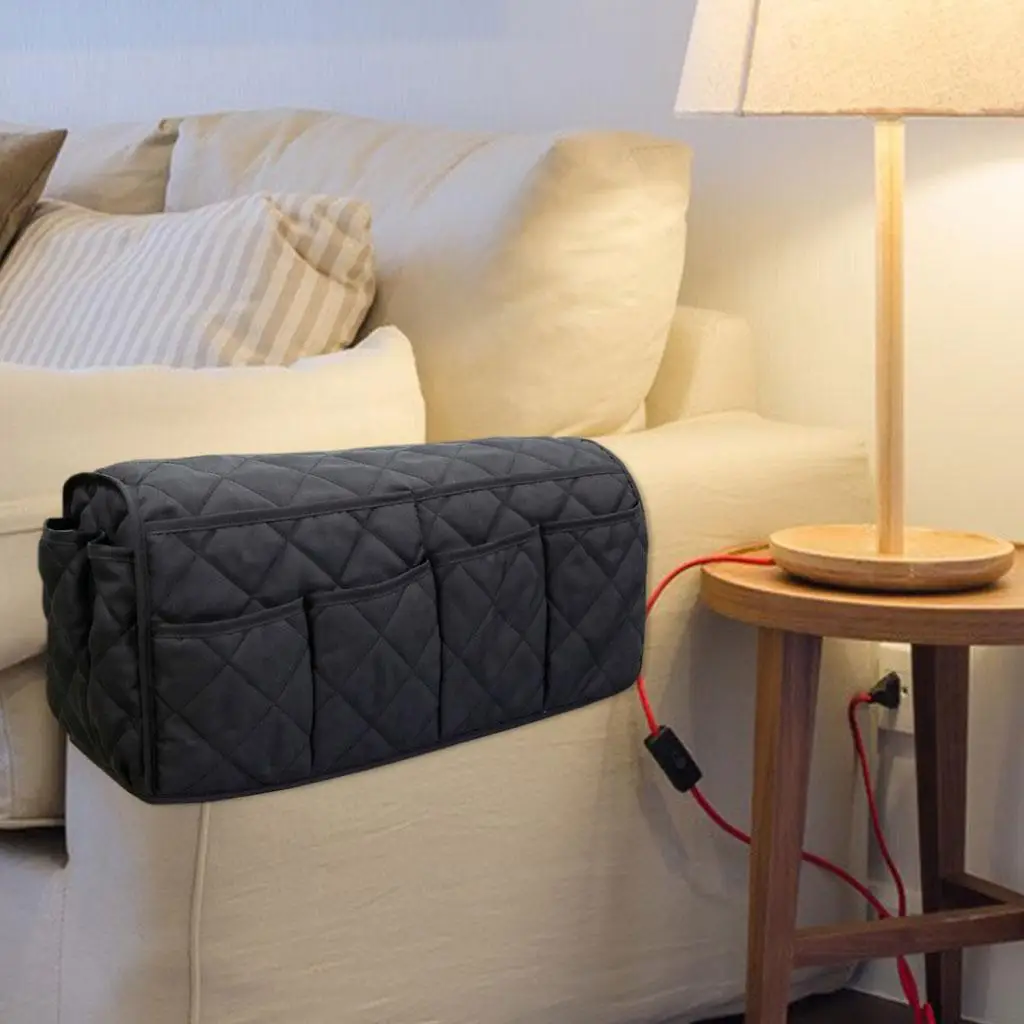 Cotton Sofa Armrest Organizer Space Saving Universal Remote Control Holder Storage Pocket Bedside Caddy for Mobile Phone Glasses