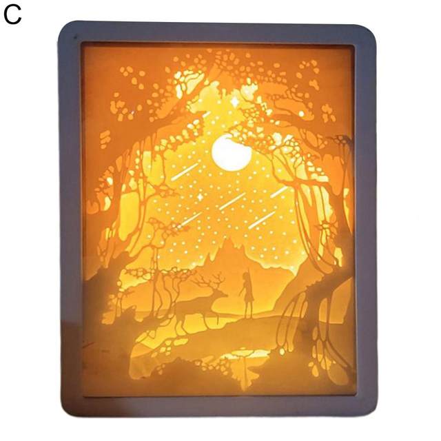 Bedside Lamp Rechargeable Romantic Multi-layered Paper Engraving Atmosphere  Decorate Warm 3D Mirror Paper Carving Night Light - AliExpress