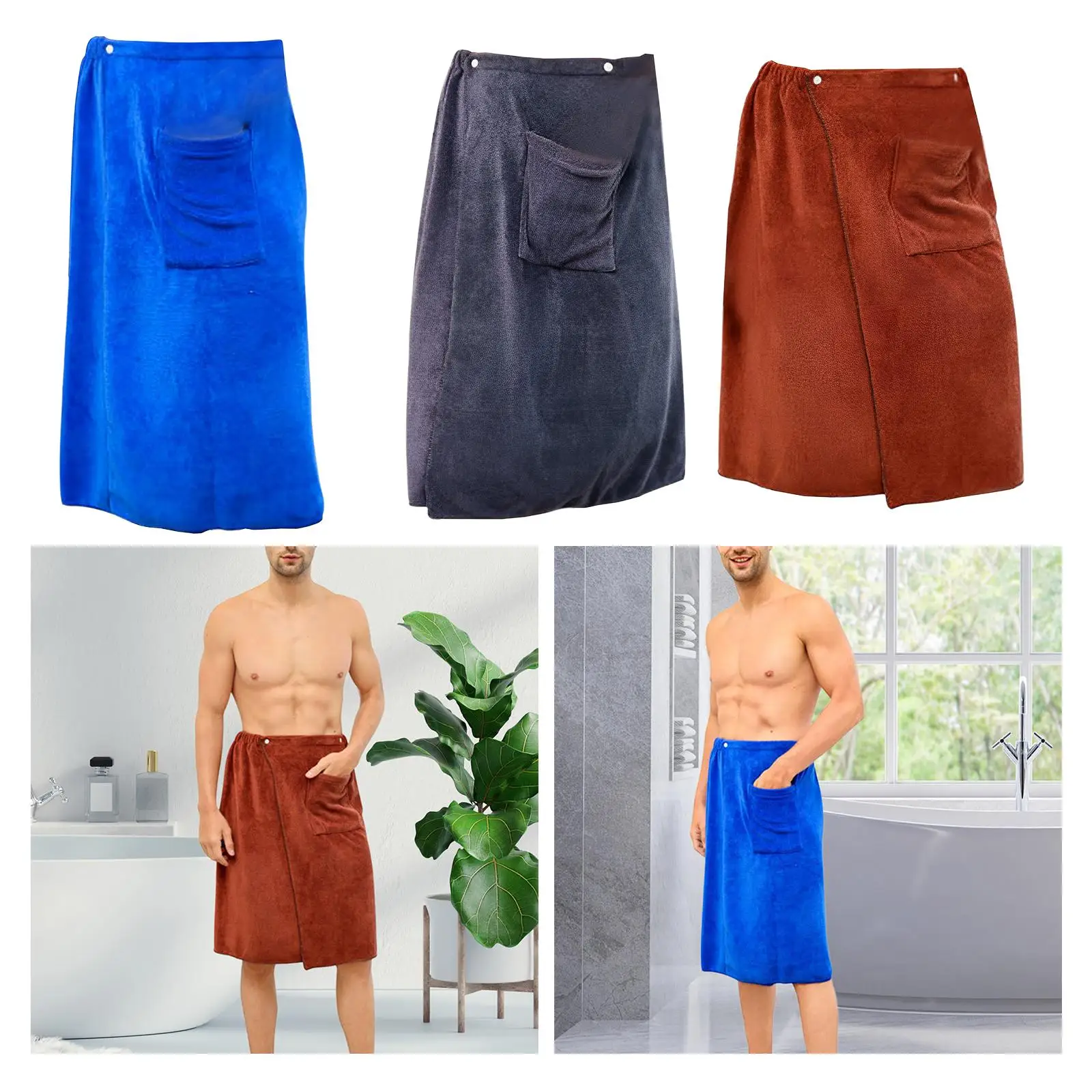 Men`s Body Wrap Towel, Adjustable Sauna Towels, Spa Wraps With Pocket, After