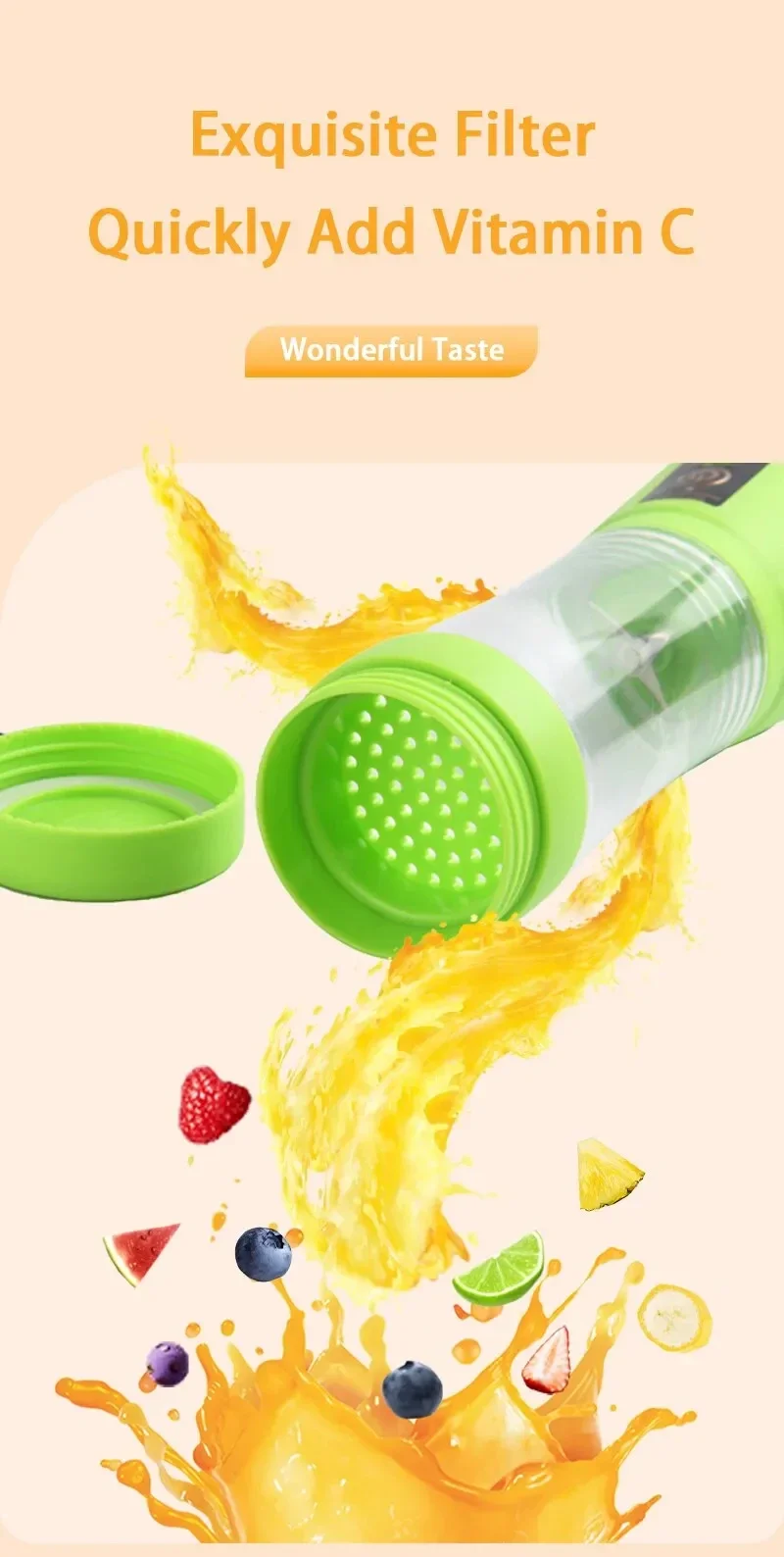 Title 6, Portable Fruit Juice Blenders Summer Personal E...