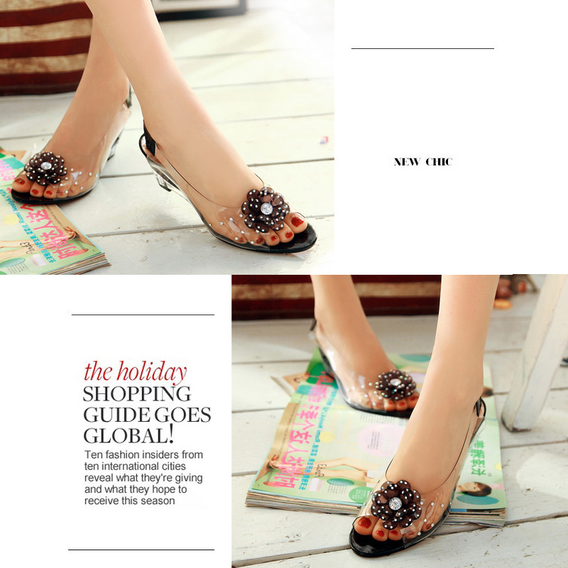 Studded Flower Design Transparent Sandals Peep Toe Heels Sandal Wedding Party Shoes Women Fishmouth Open Toe Heels 2026 New