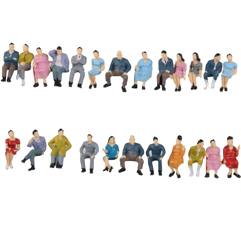 O Scale Plastic Train Painted Diorama Seated People Miniatures Park Parts