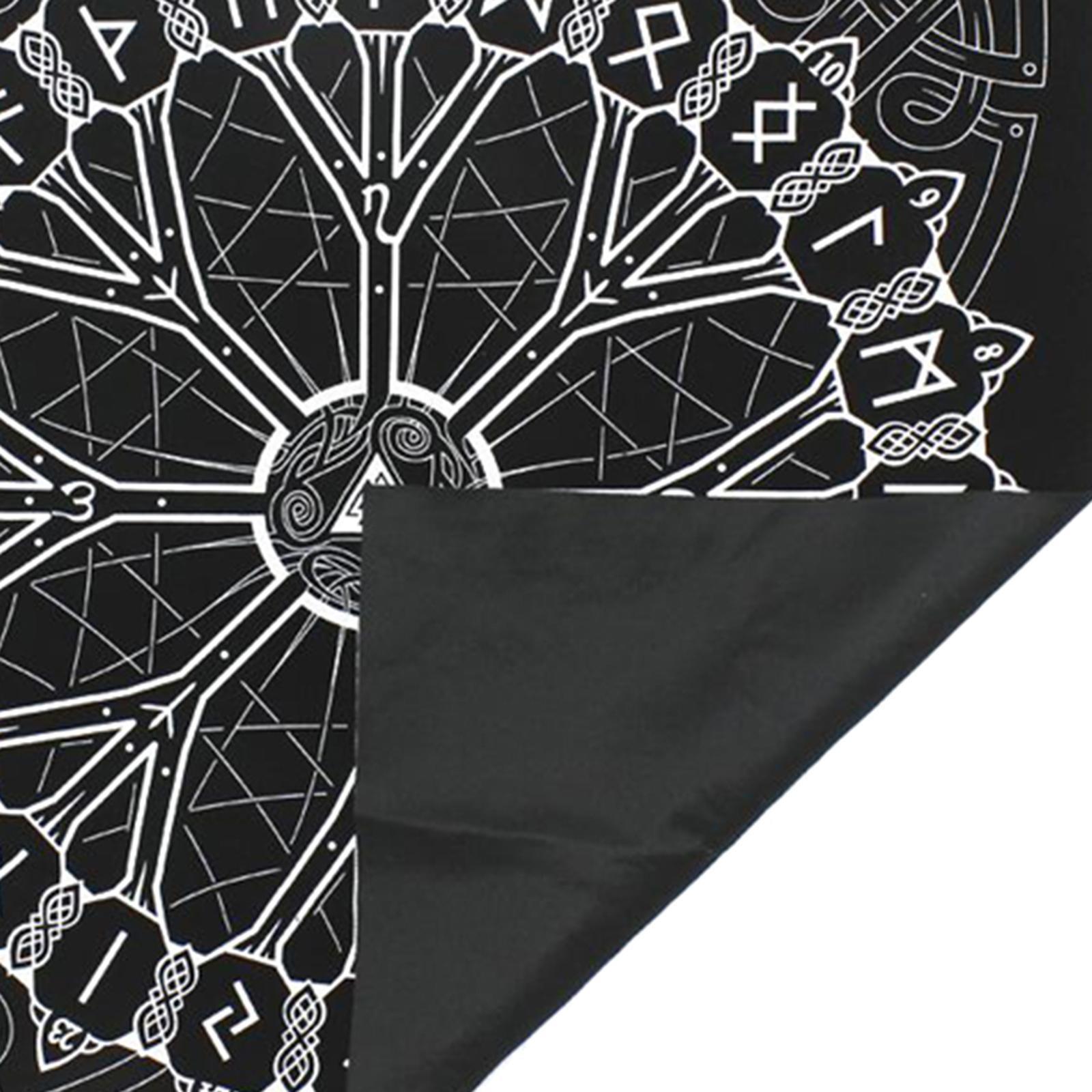 Black Rune Casting Norse   Astrology Altar Tarot Card Cloth Tablecloth Altar Piece Decor