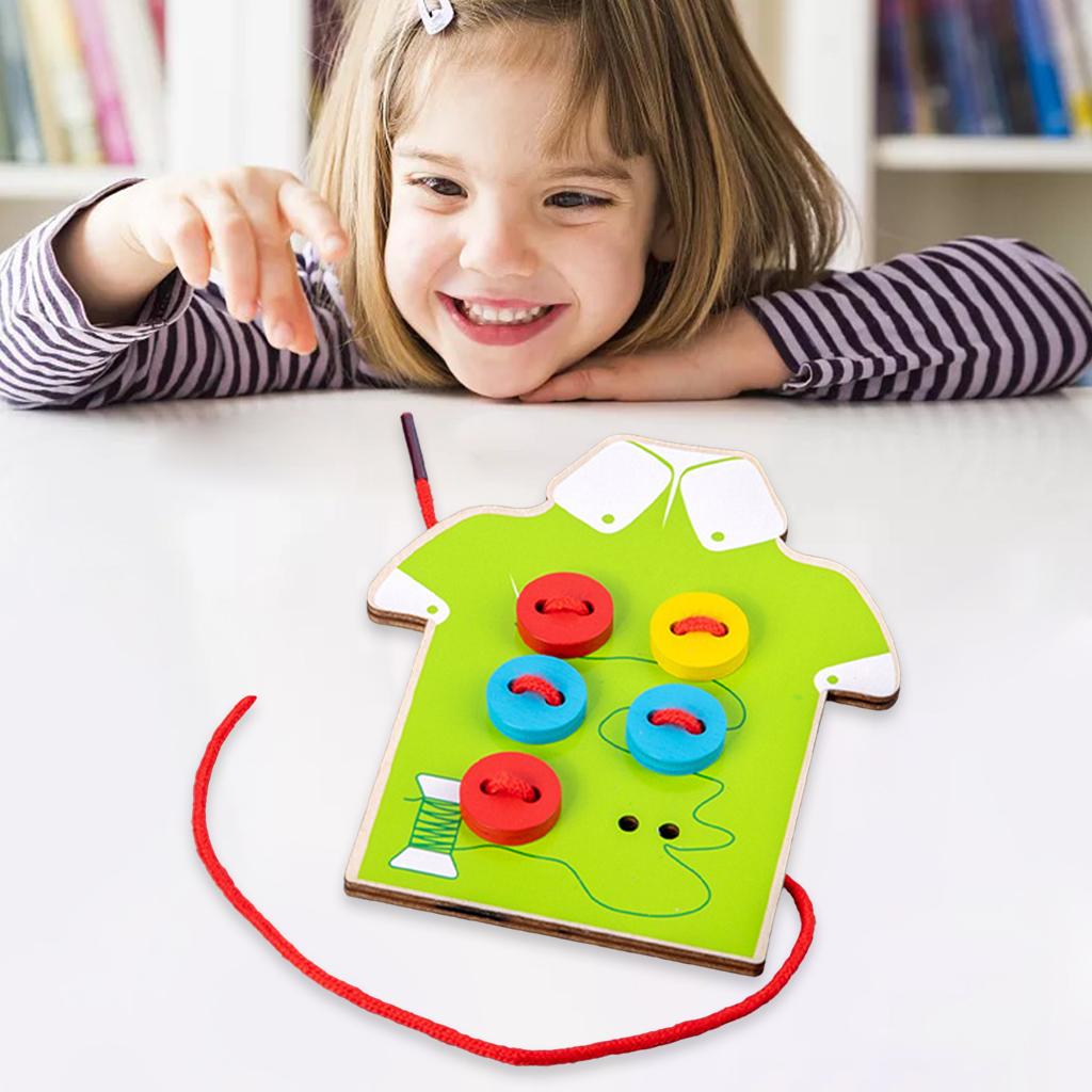 Wooden Educational Toys Teaching Aids Threading Toys for Girls Boys Early Education Gifts Play House Learning Basic Life Skills