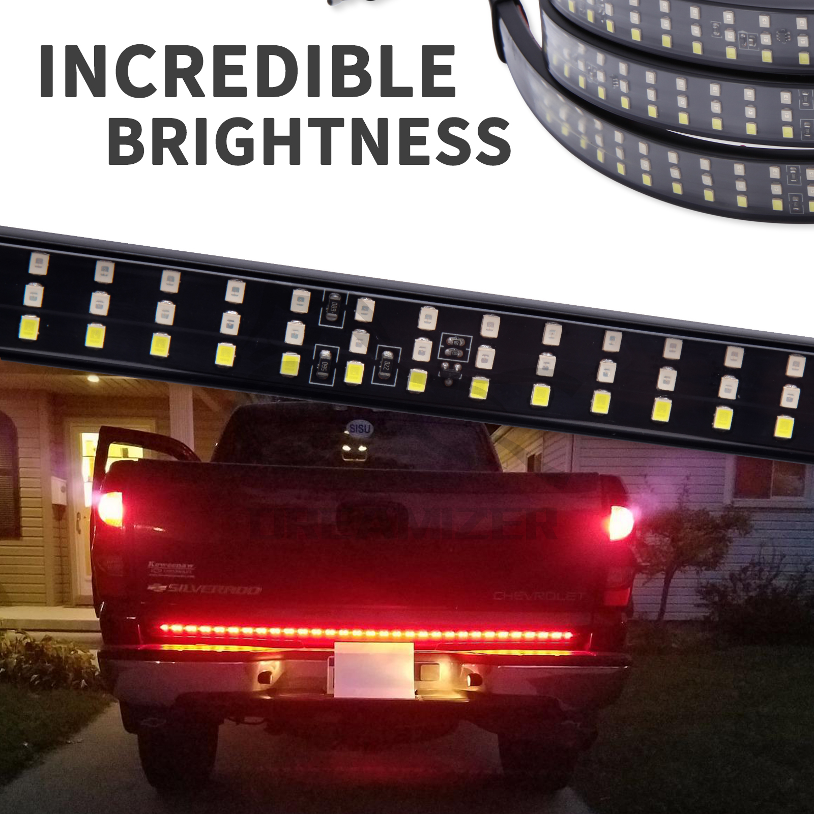 60" Tailgate LED Strip Bar Brake Turn Signal Tail Light LED Brake Light Strip Turn Signal Warning Reverse Light Waterproof