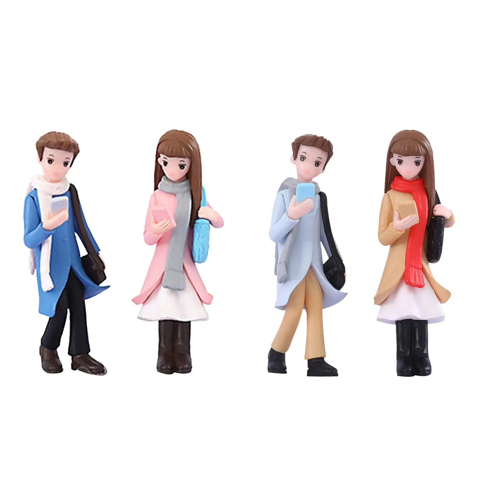 Phone Couple Miniature Realistic Collectibles Delicate People Figurines for Dollhouse Diorama Photography Props DIY Scene Layout