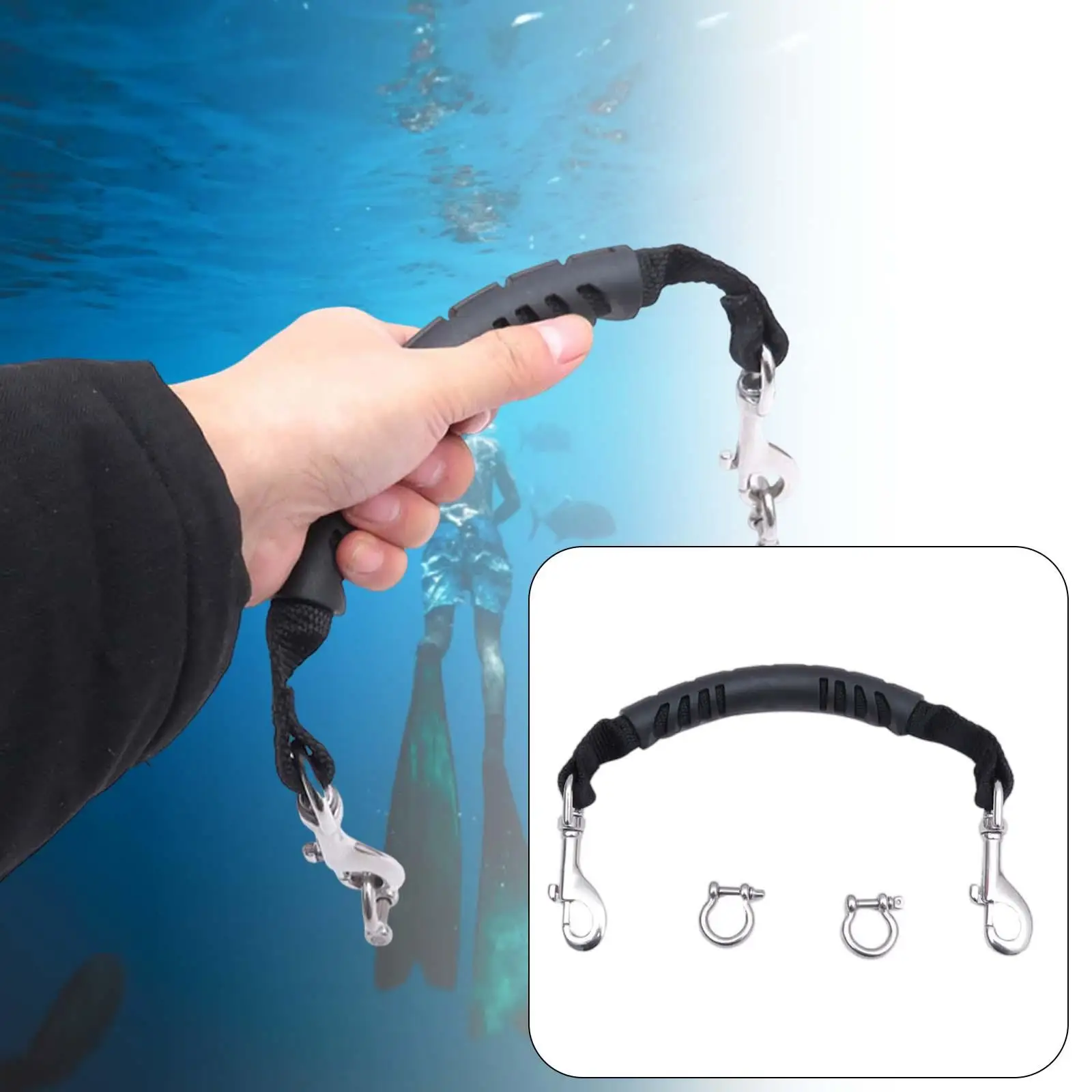 Underwater Camera Housing Carry Lanyard, Case Handle with 2x Swivel Bolt Snap Hooks Waterproof for Underwater Photography