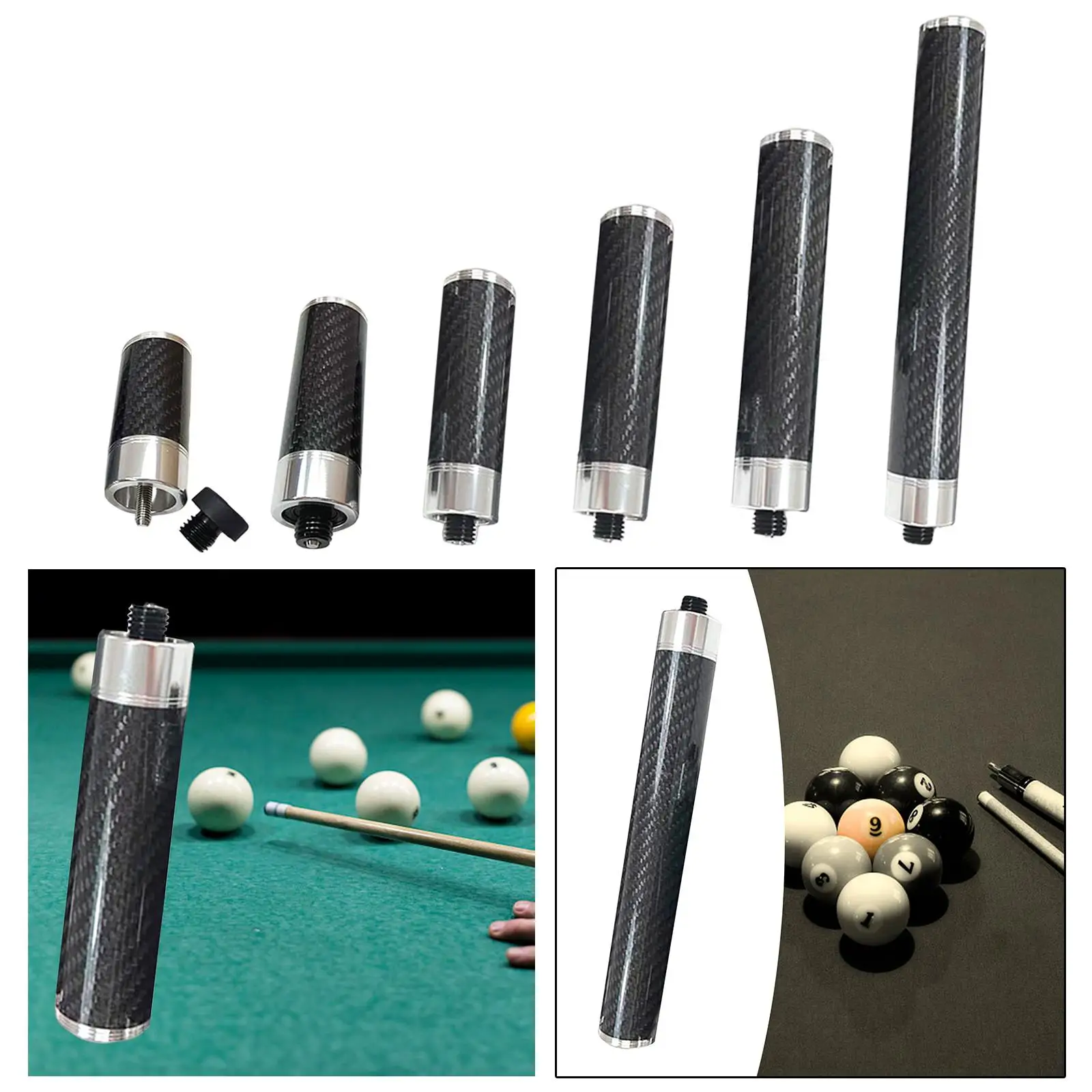 Cue End Extender with Bumper Billiard Connect Shaft Billiards Pool Cue Extension Snooker Cue Stick for Beginners Billiard Cues