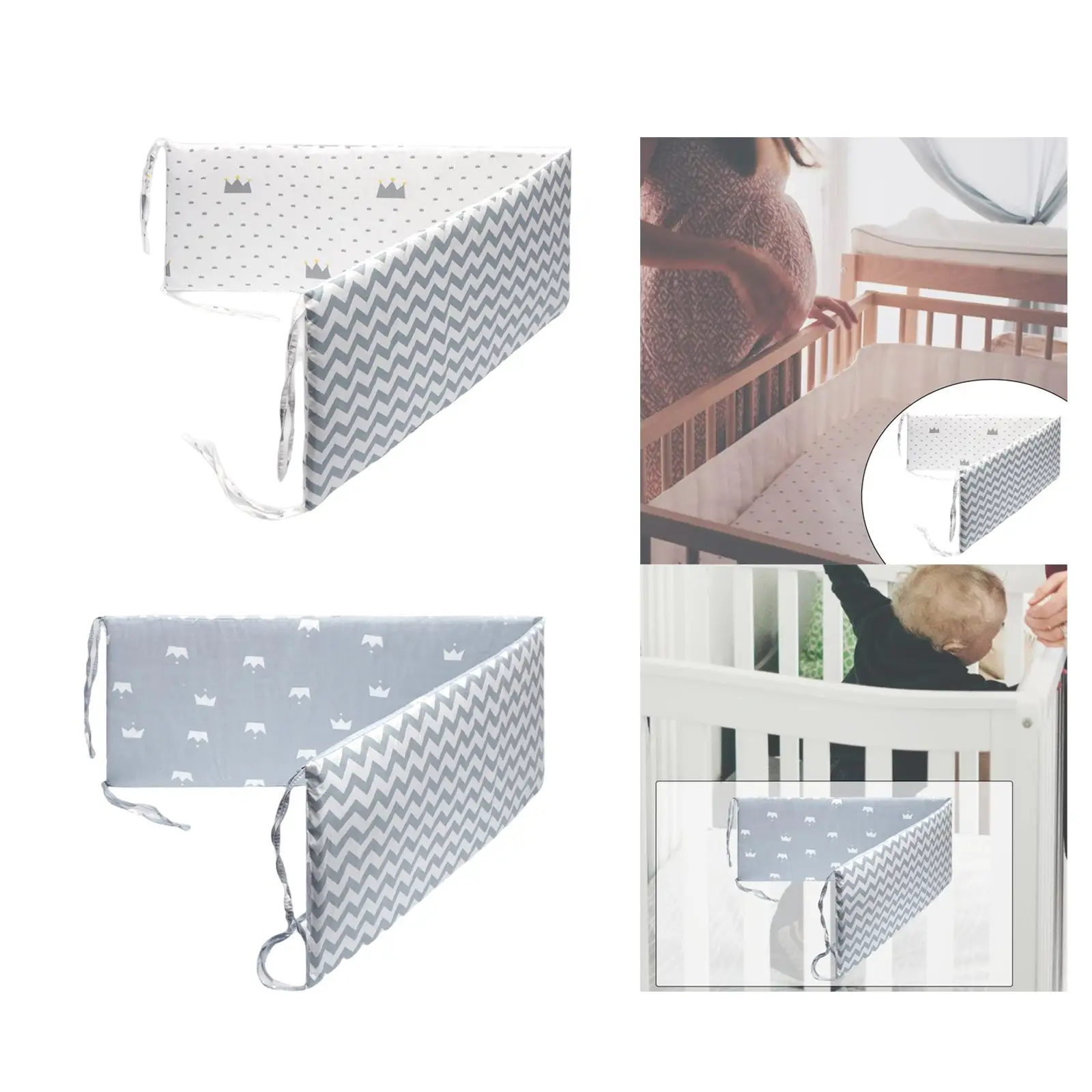 Cotton Baby Bed Bumper Crib Around Cushion Cot Protector Pillows Crib Fence Protector Crib Cushion for Kids Girls Boys Toddler