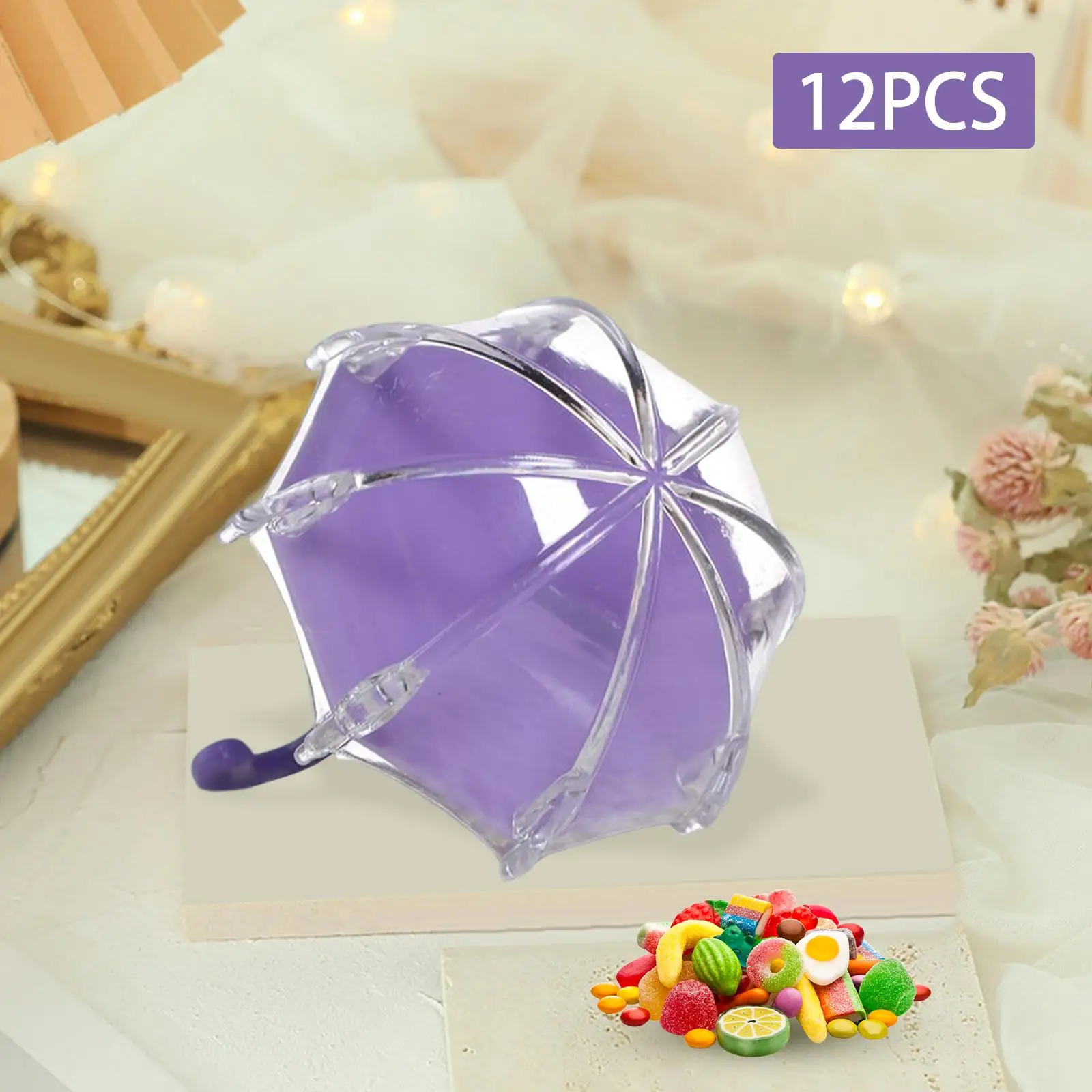 12pcs Mini Umbrella Shape Candy Boxes Clear Gifts Boxes Birthday Party Favors Wedding Engagement Children`s Day Decoration