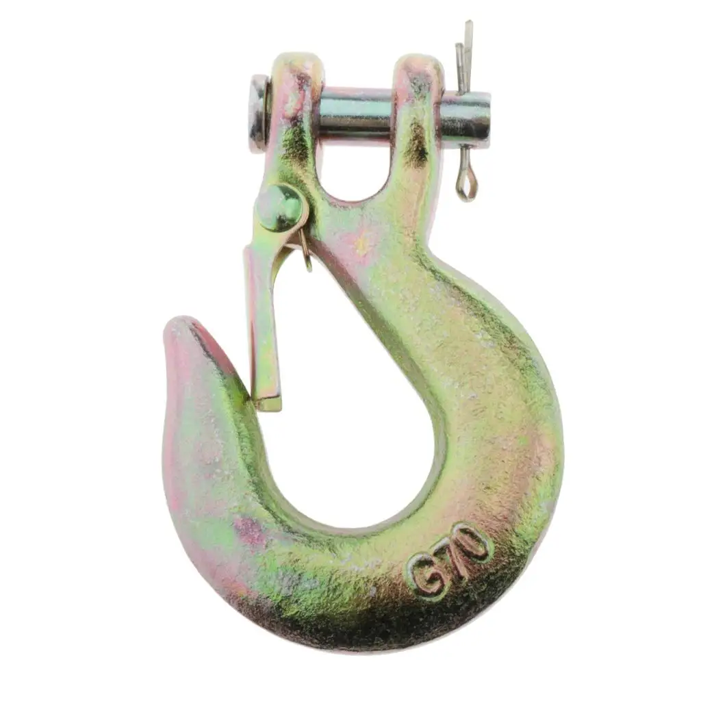 1/4`` Clevis Slip Hook with Safety Latch - Heavy Duty Marine Grade Stainless Steel Towing Winch Hook