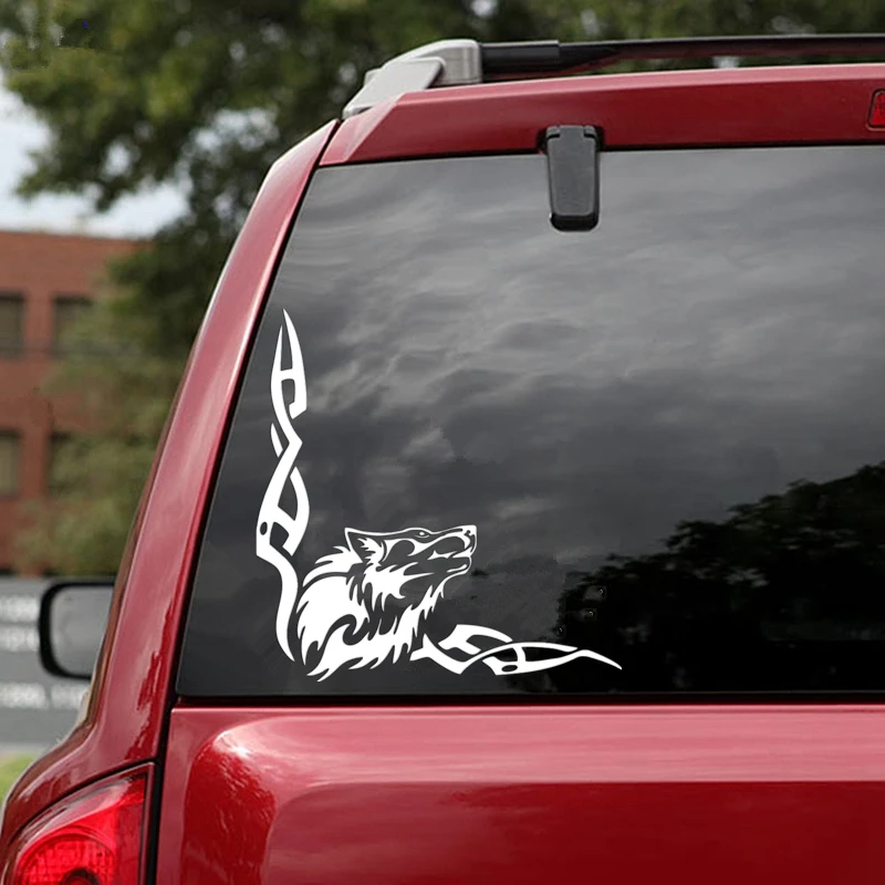 Car Stickers Personality Howling Wolf Vinyl Decals Car Motorcycle Bumper Body Rear Window Decorative Decals,20cm funny bumper stickers