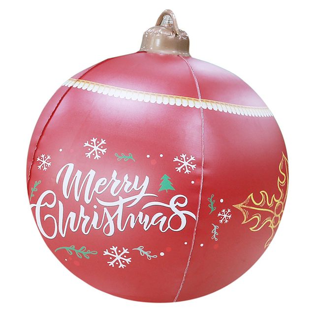 Christmas Decoration Gifts Under PVC Inflatable Christmas Ball with Large Weight Stand Firmly on The Yard, 24 inch Large Outdoor Decorated Ball