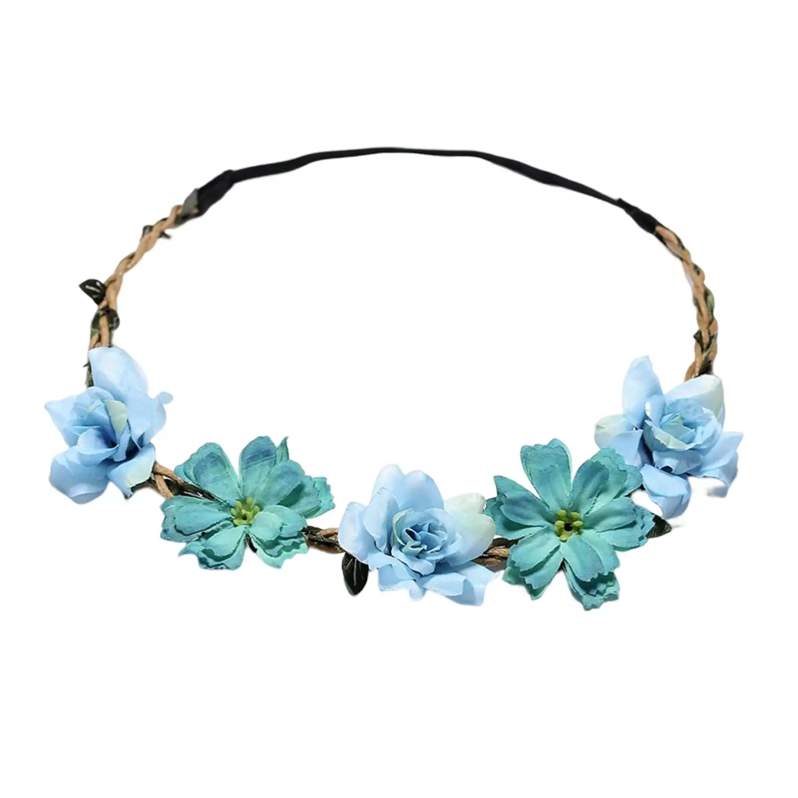 Floral Band Bohemian Headdress Head Wreath Brid Garland Charm Headpiece for Halloween Costume Holiday Women Hair Accessory