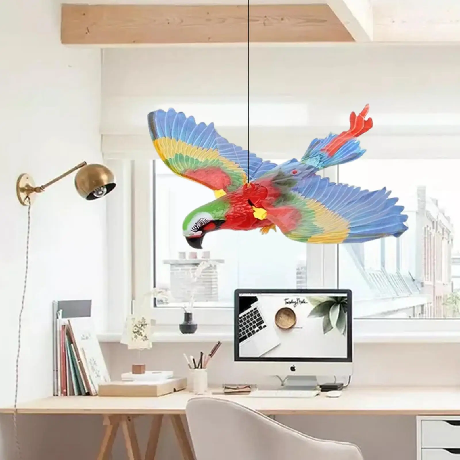 Electric Flying Bird Toy with Hanging Wire for Ceiling Indoor Lifelike