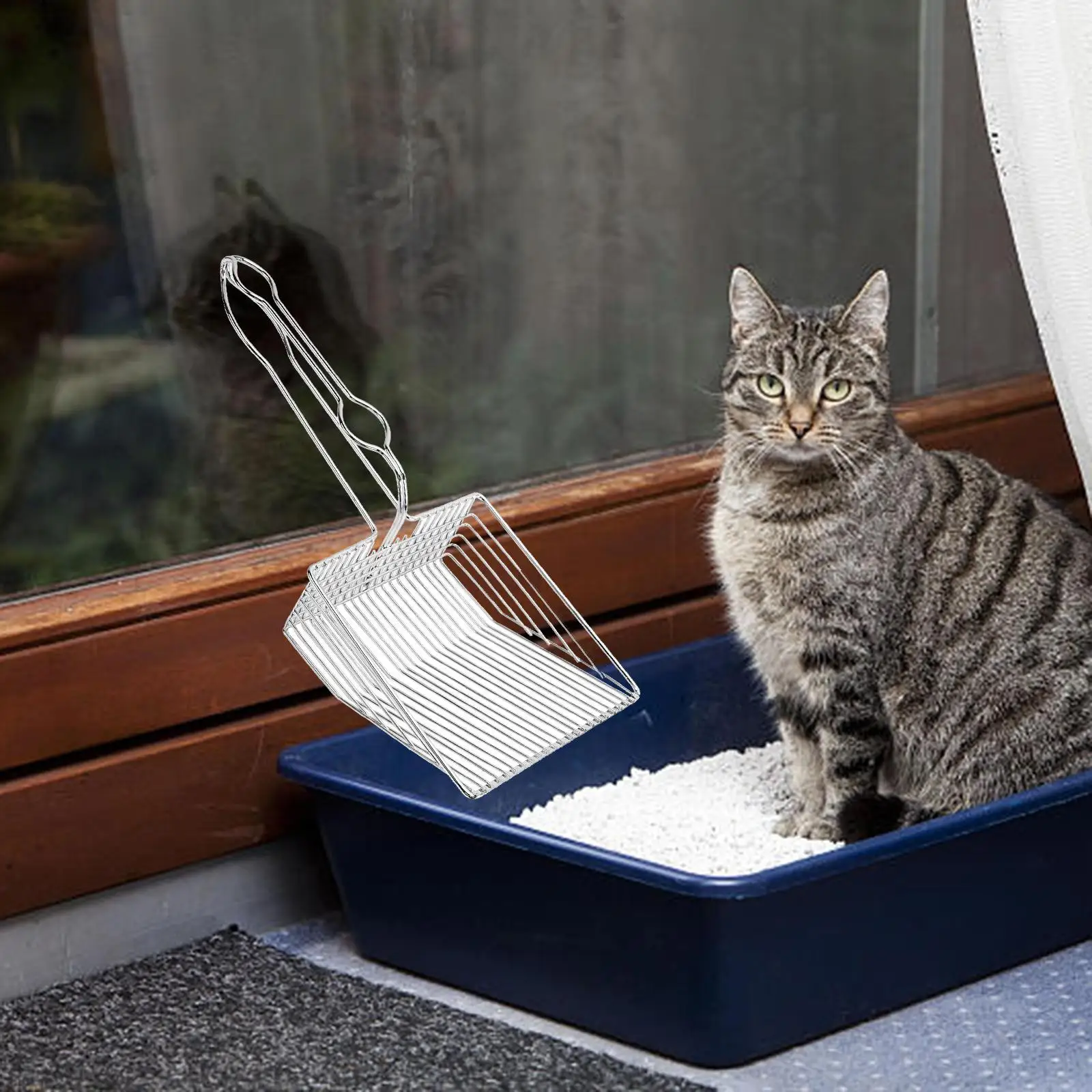 Durable Cat Litter Box Scooper Pet Litter Shovel with Handle Kitty Metal Scooper