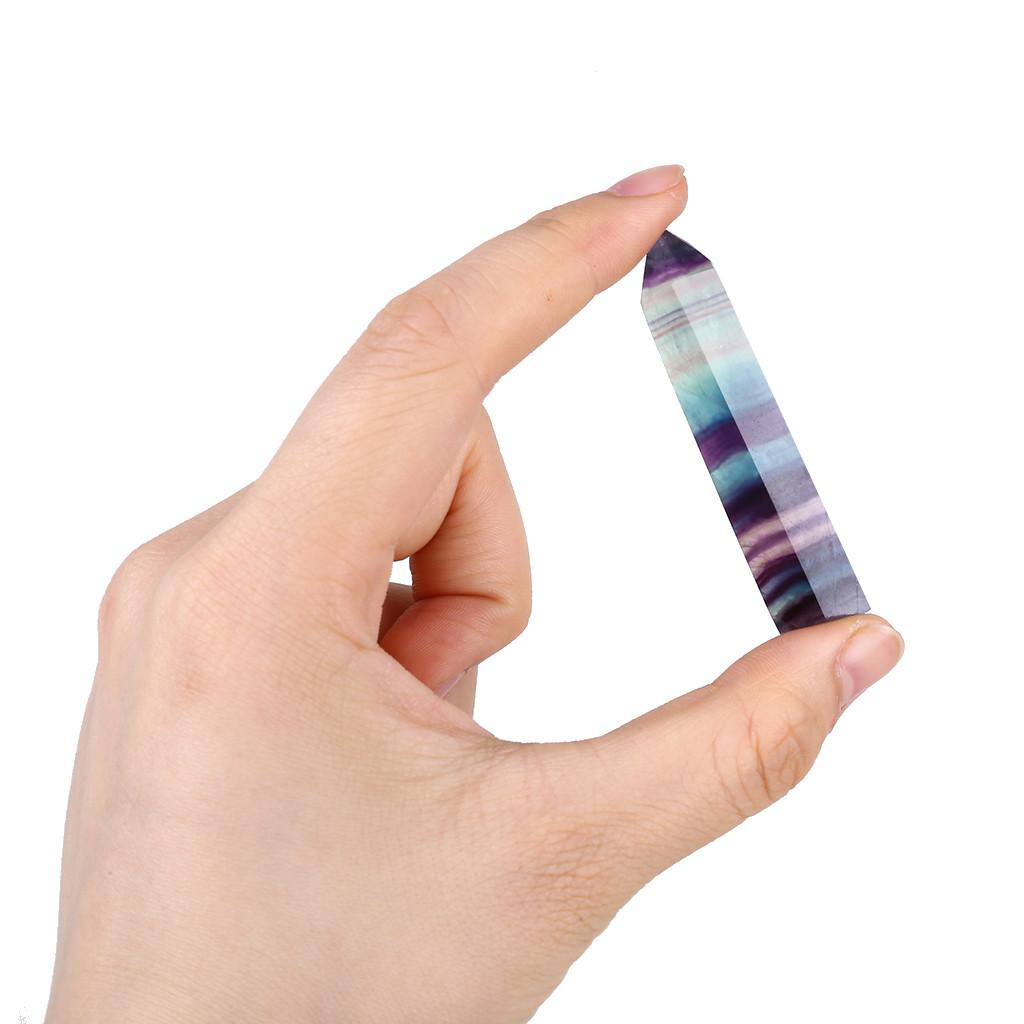 Natural Fluorite Crystal Colorful Striped Fluorite 4-7CM Quartz Crystal Stone Point Healing Hexagonal Wand Treatment Stone 13 S15e05a99a7fe459dbd4cd78a38a5c91dG