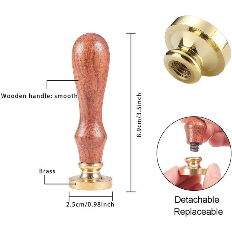 Description Picture 3 of item1pc Letter A Wax Seal Stamp Vintage Alphabet Initial Sealing Retro 25mm Removable Brass Head with Wooden Handle