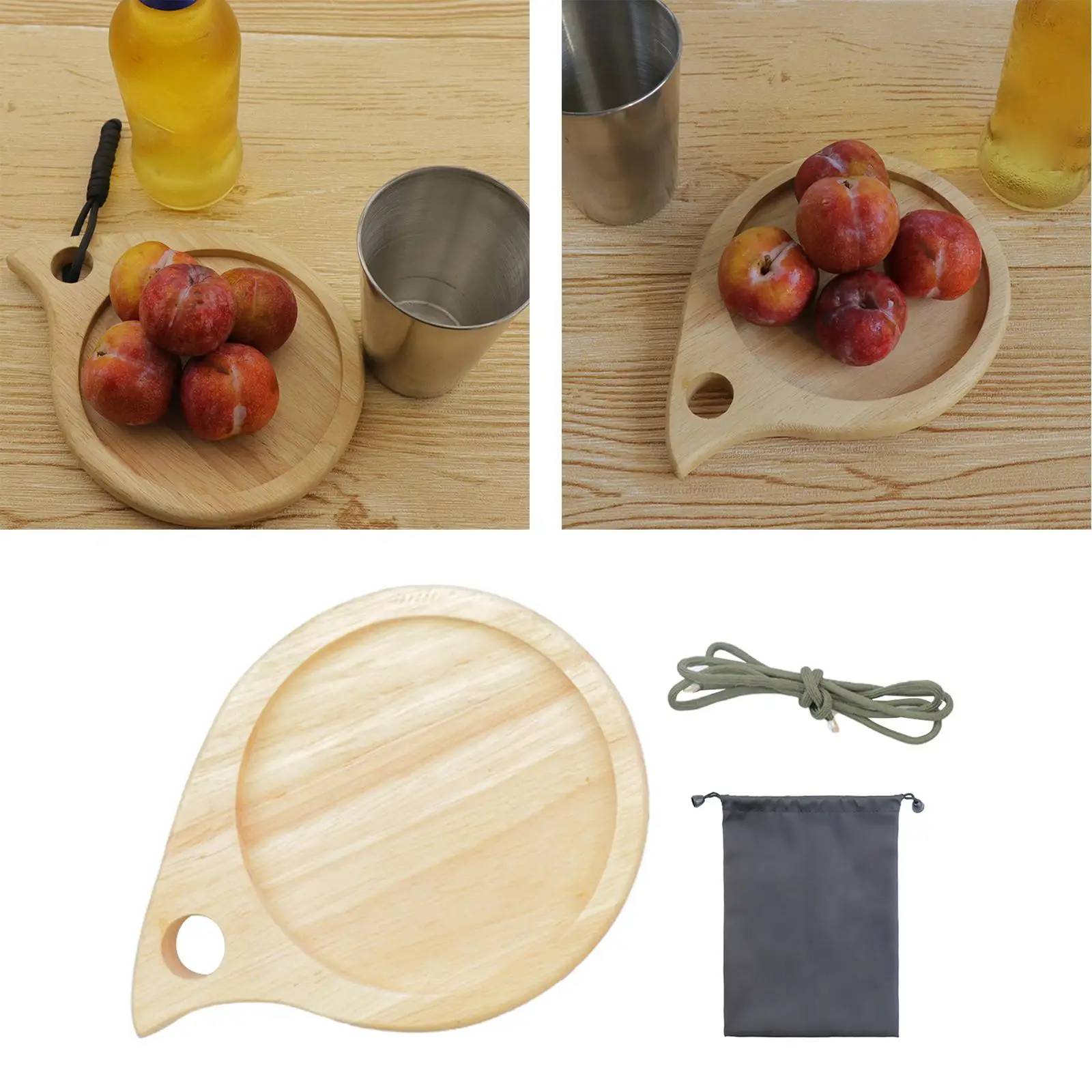 Rubber Wooden Cutting Board Chopping Board with Handle for Kitchen Home