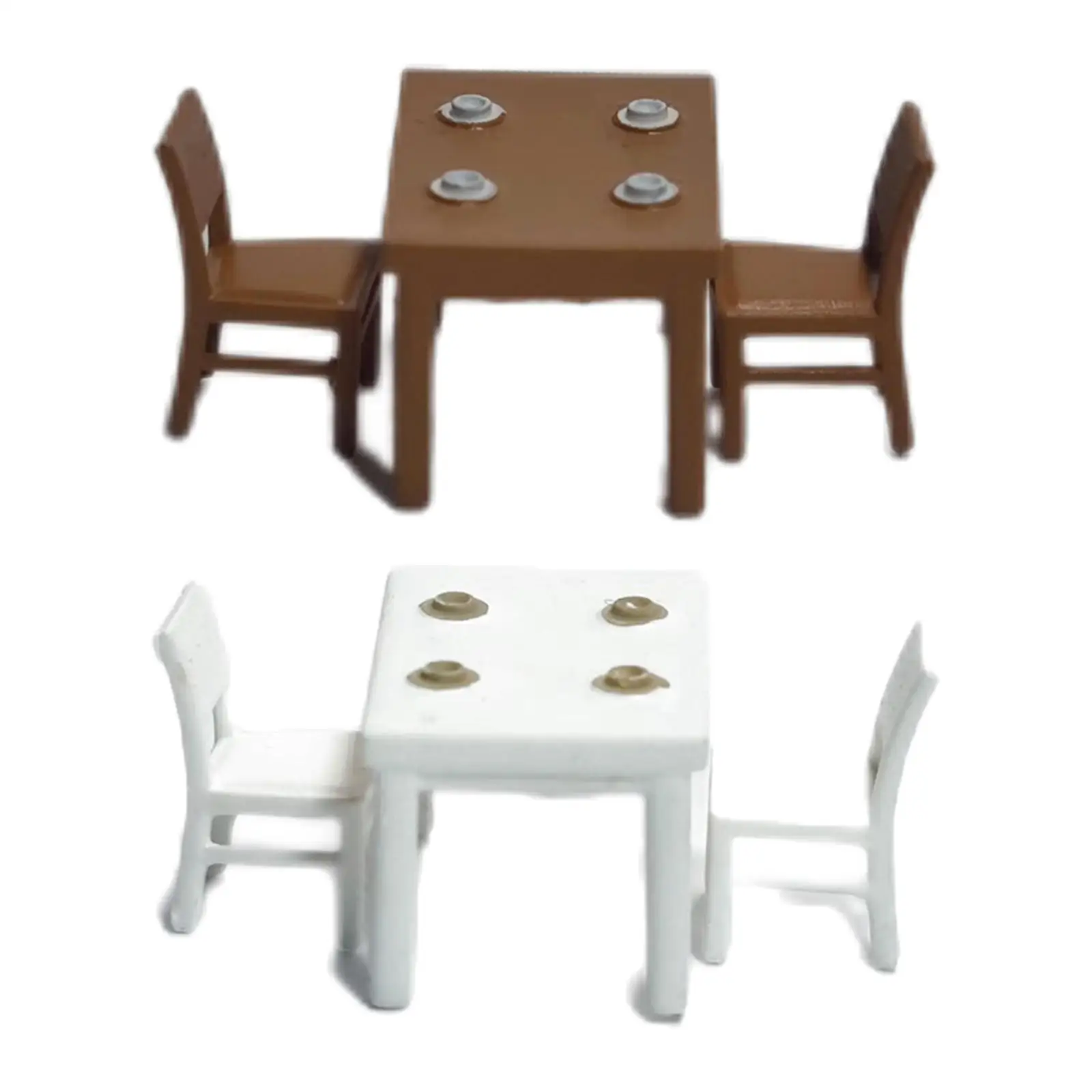 3Pcs 1:64 Scale Furniture Model Desktop Ornament Trains Architectural Resin Crafts Sand Table Layout Decoration Table Chair Set