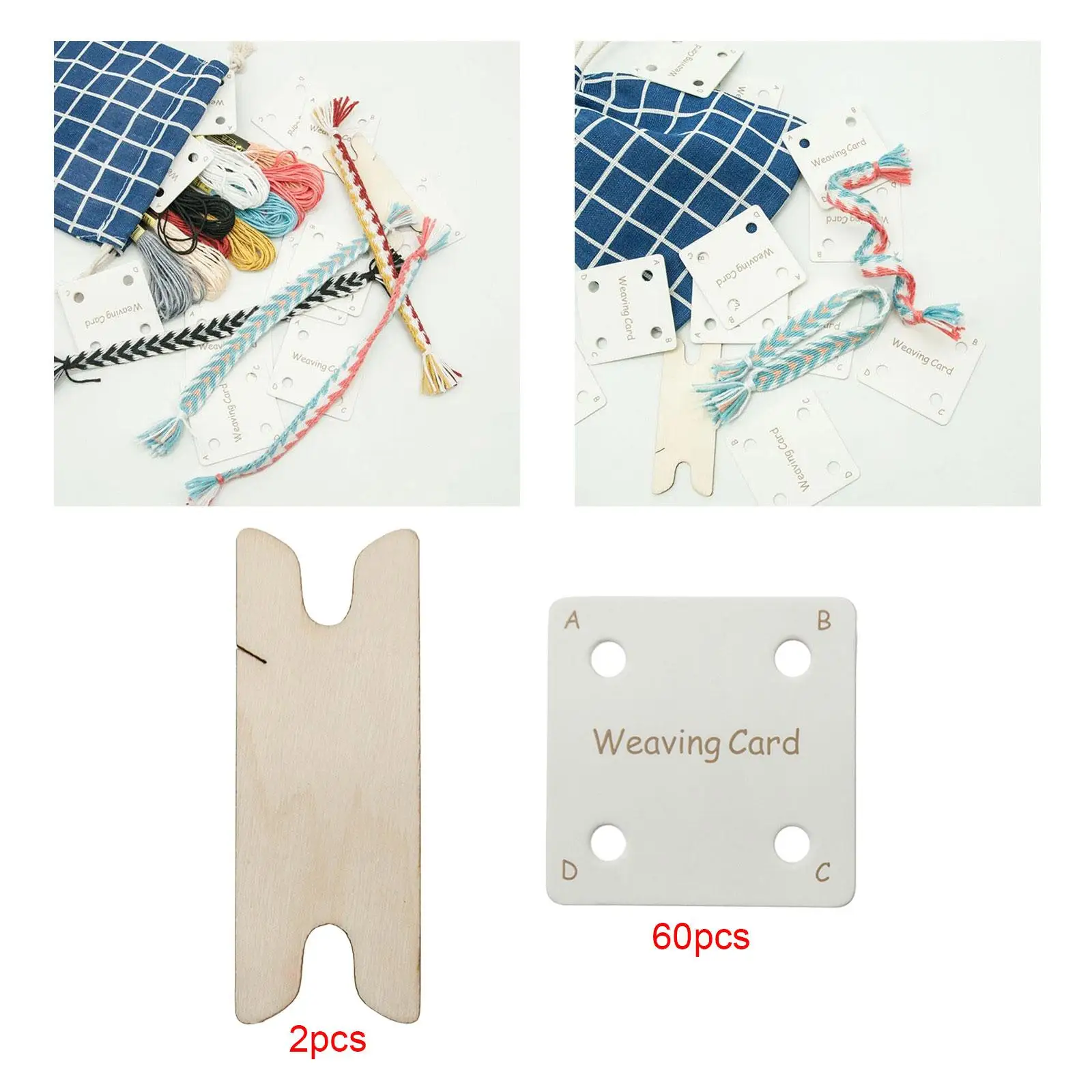 60x Tablet Weaving Card for Loom or Loom Handmade Sweater Knitting Tool Beginners Durable Household Weaving Crochet Needle