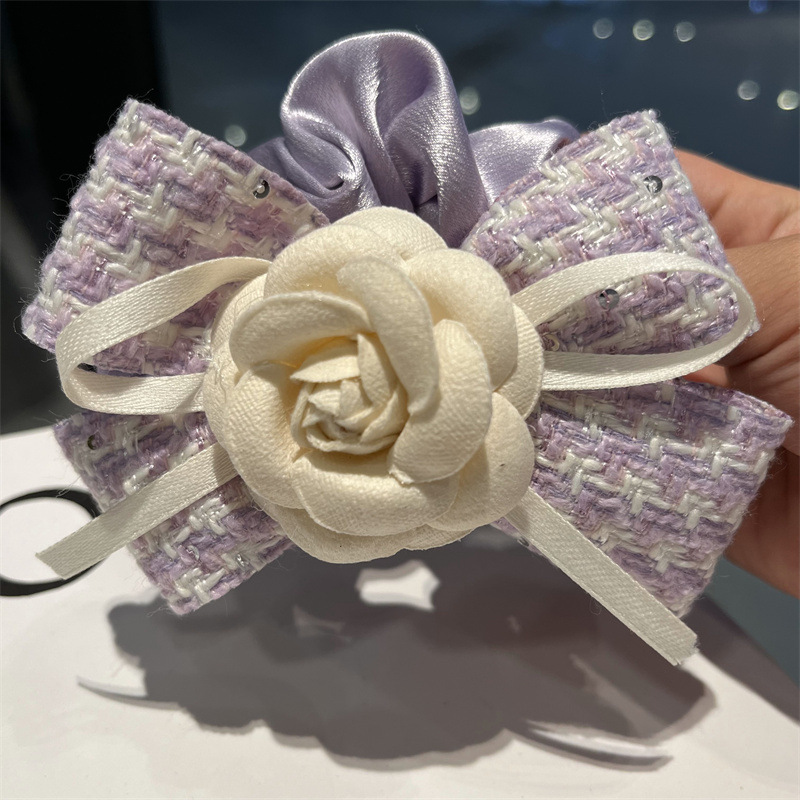 Koreanische Bowknot Blume Hahnen tritt Haar gummis Kopfschmuck einfache Kopfs eil Mädchen niedlichen Lederband Ring Cilps Mädchen Accessoires – Detail 14