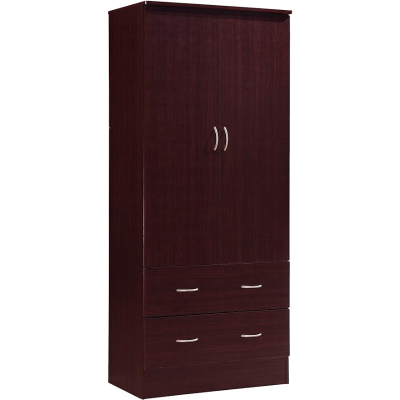 Title 1, HODEDAH 2 Door Wood Wardrobe Bedroom Closet wit...