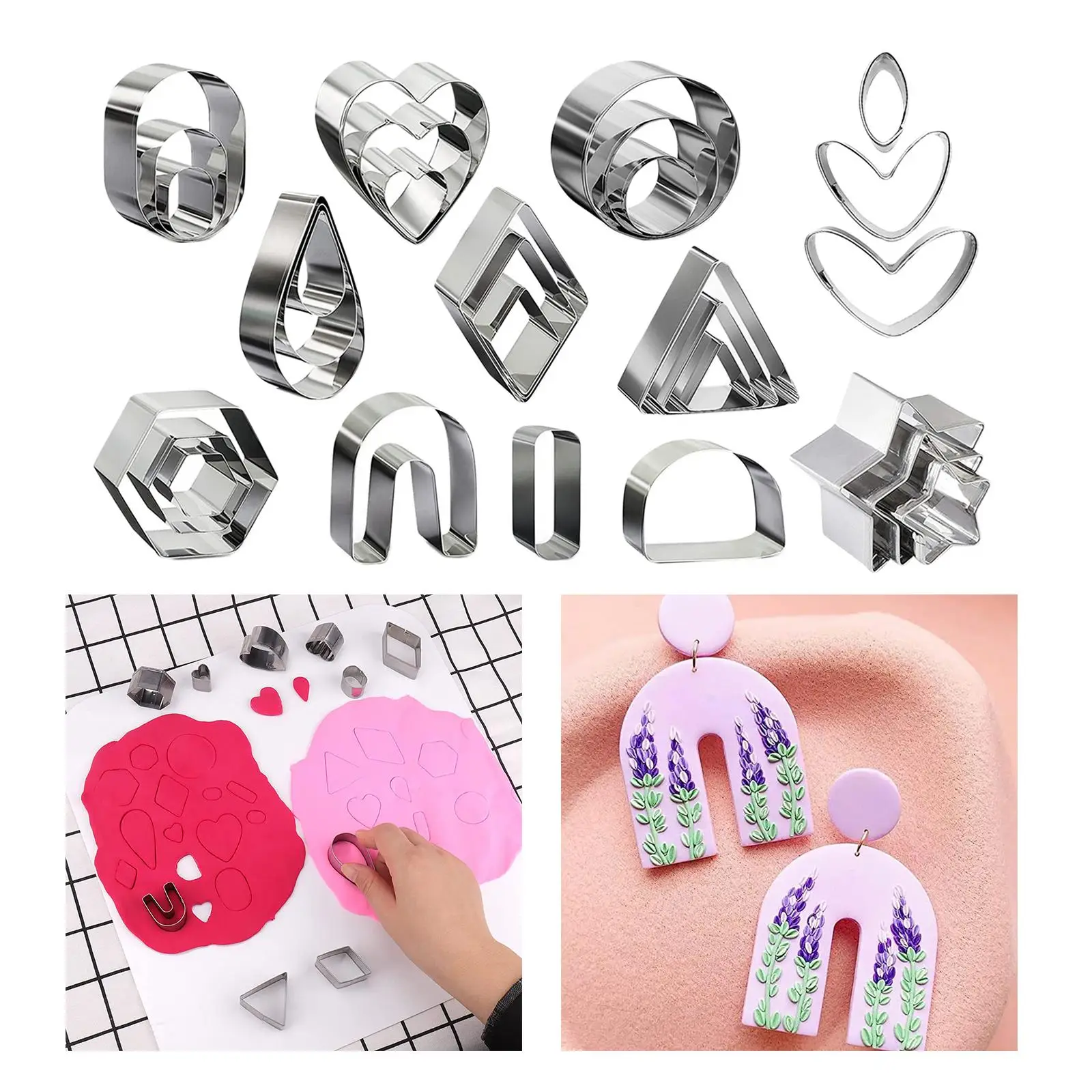 18x Polymer Clay Cutters Earring DIY Accessories Shapes Clay Cutting Tools