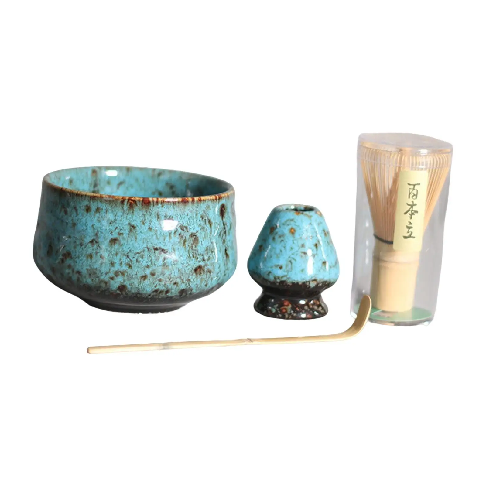 4x Matcha Set Traditional , Matcha Bowl, Whisk Holder, Traditional Japanese Tea Ceremony for Tea Room