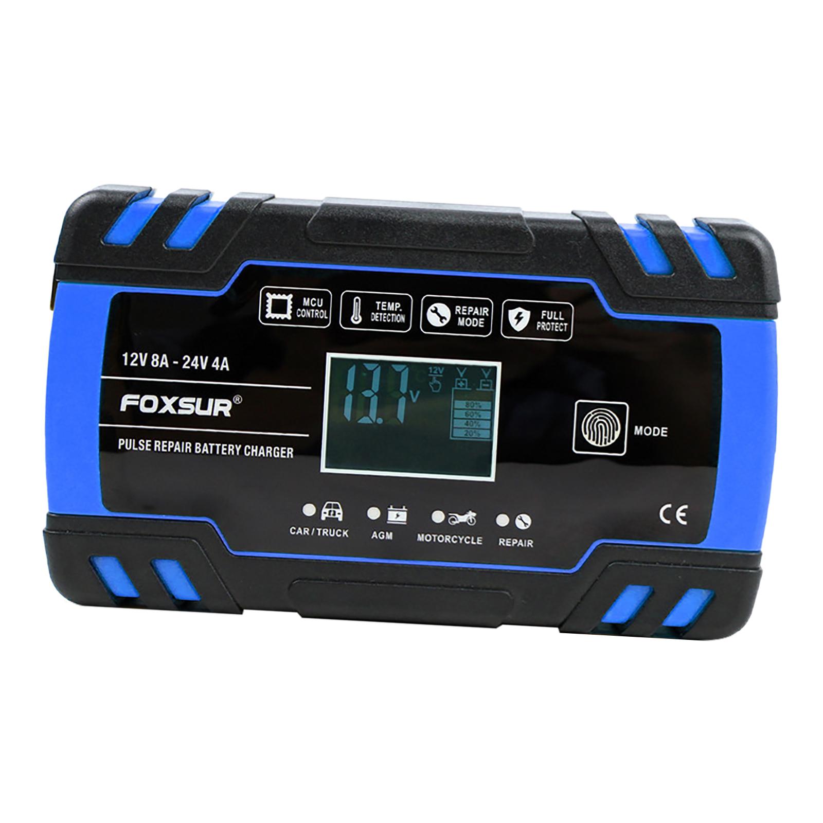 Smart Car Battery Charger 12V 24V 8A 4A 3-Stage Automatic PULSE Repair Charger for Agm Battery Boat SLA Wet