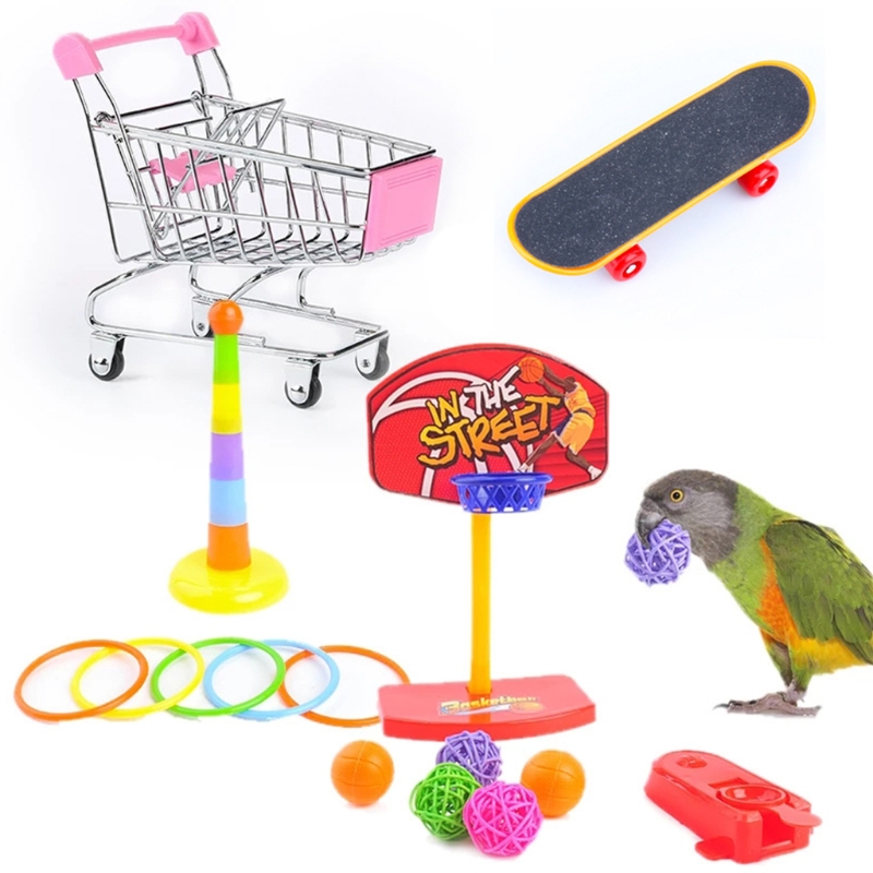 Title 1, Bird Toys 4 Types Parrot Toy Set Include Basket...