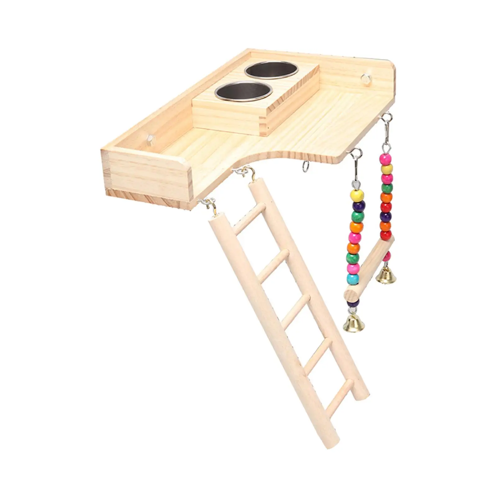 Pet Bird Parrot Playground Wooden Bird Ladder for Parakeets,Conures, Macaws, Lovebirds Bird Chewing Toy Bird Feeder Accessories