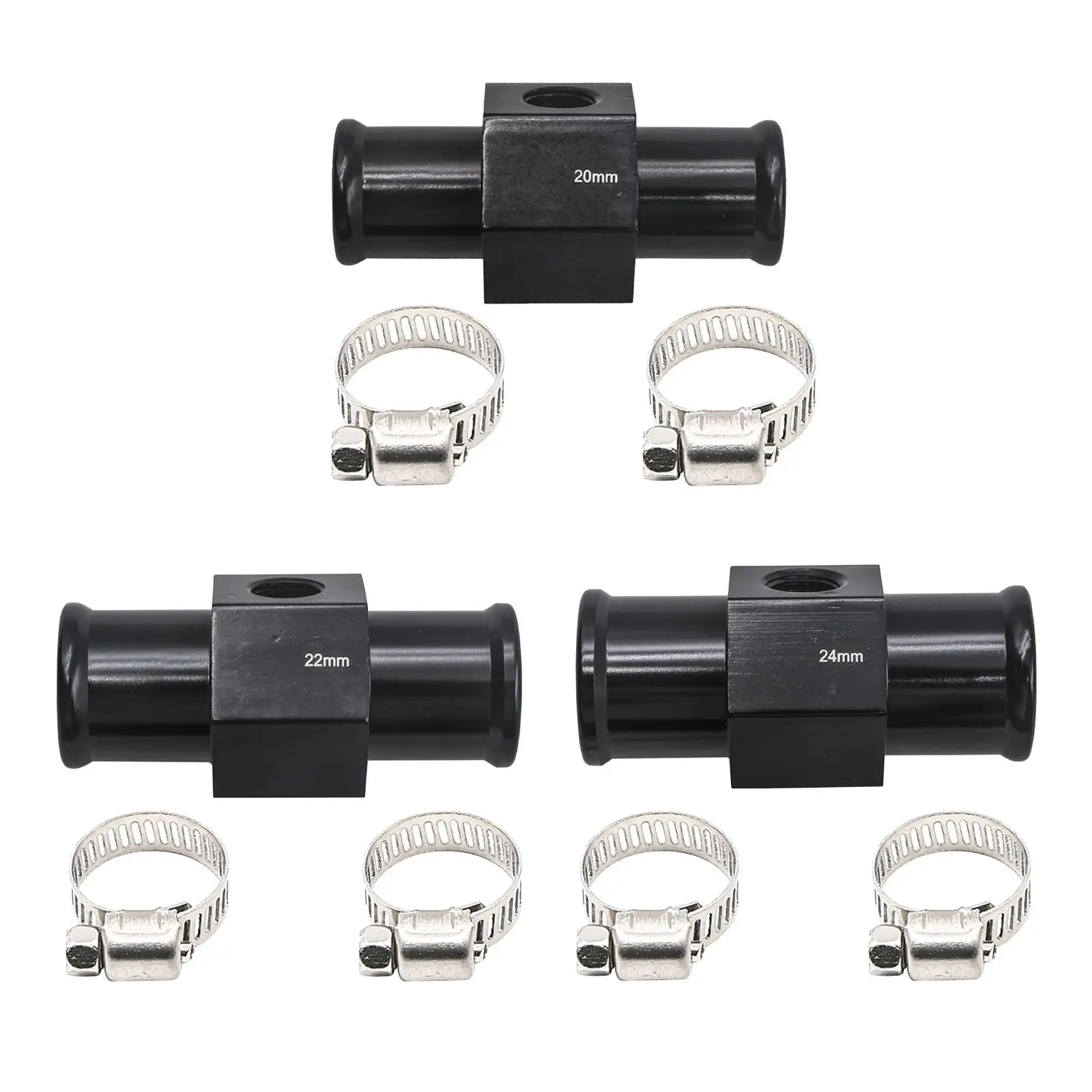 Water Temp Meter Adapter Induction Connector CNC with 2 Clamps Black Conversion Sensor Adapter Tee Joint  for Motorcycle Parts