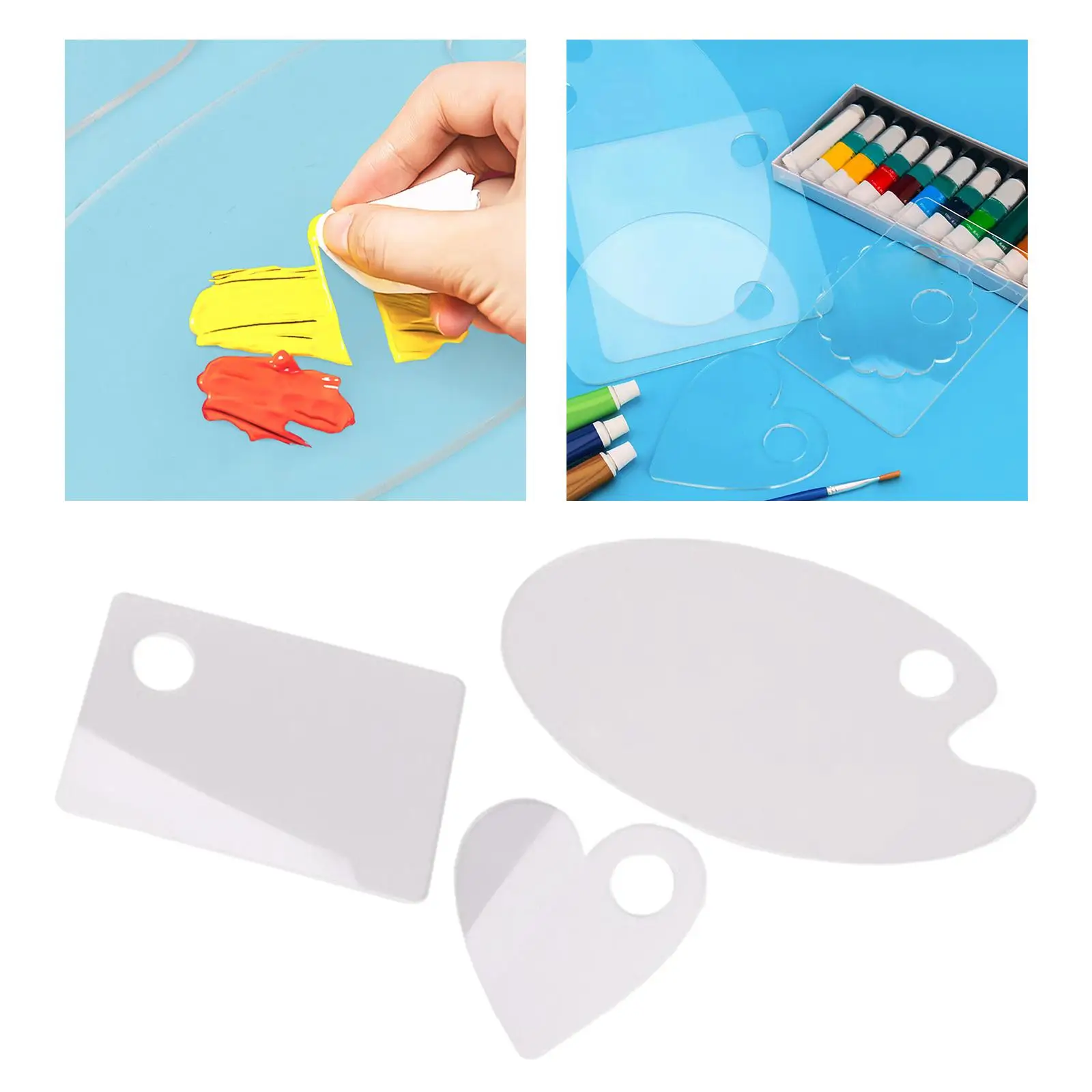 Professional Paint Palette Non Stick with Thumb Hole Acrylic Clear Mixing Palette for Coloring Craft Watercolor Gouache Painting